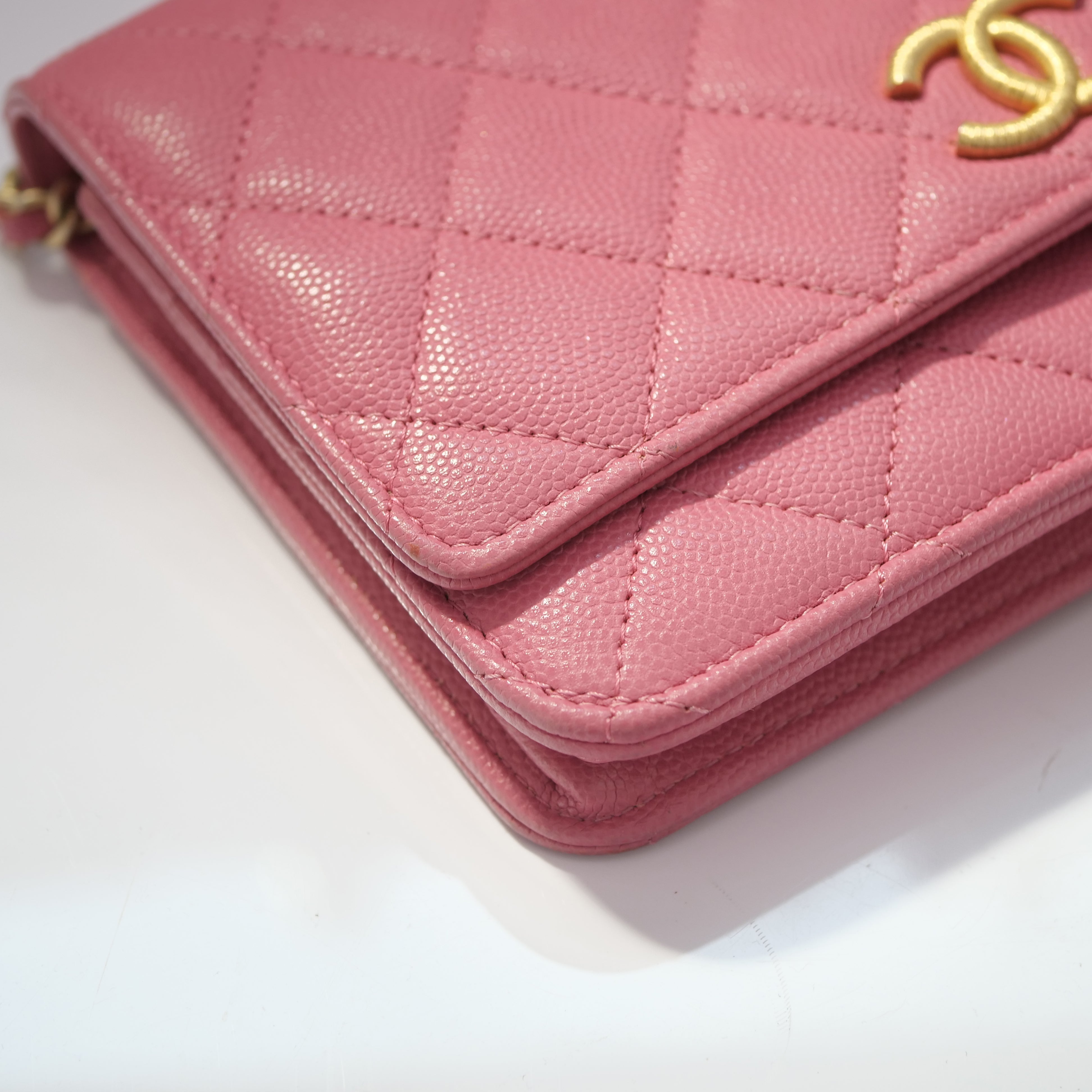CHANEL Caviar Chain Wallet AP3516 IC Tag