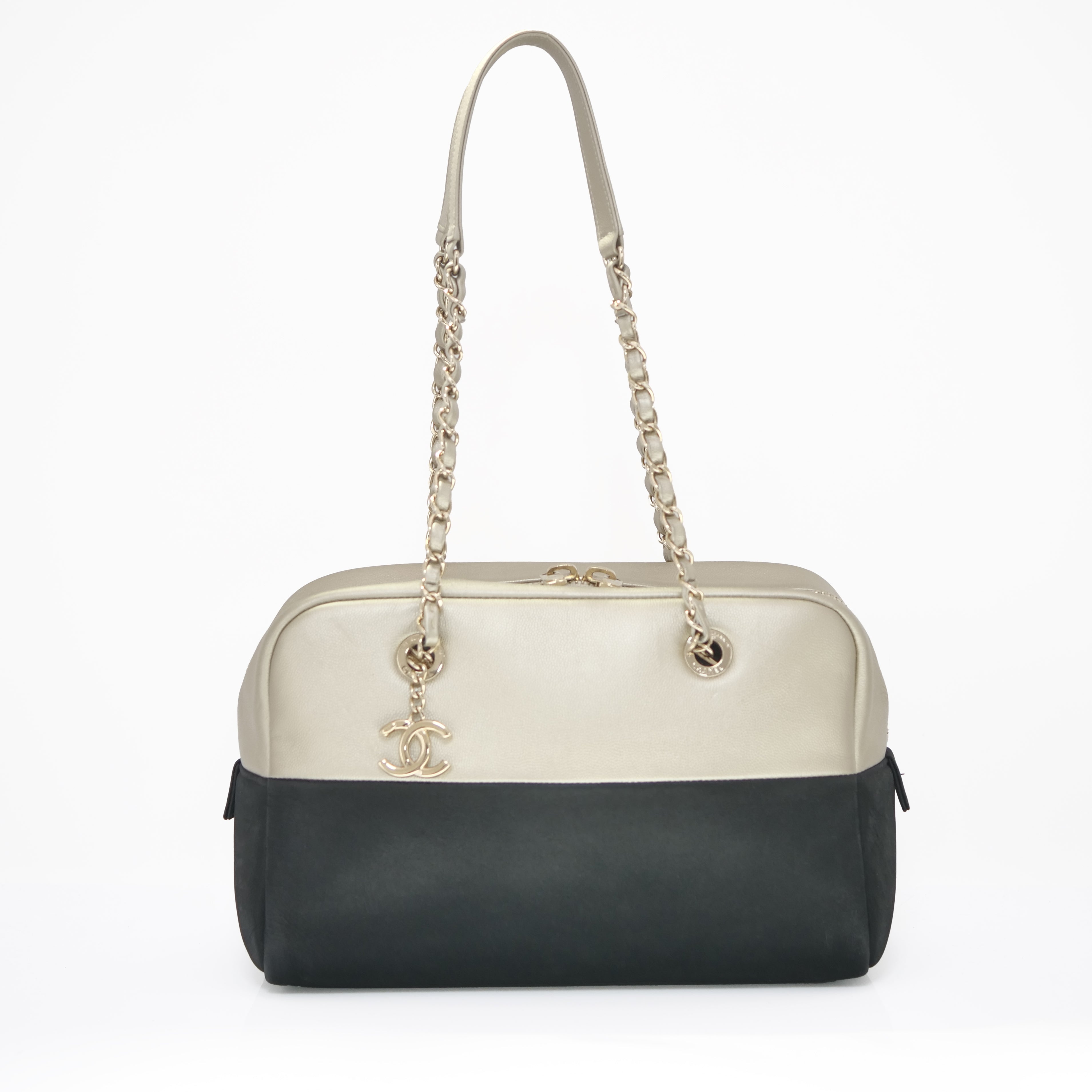 CHANEL Bicolor Chain Boston Bag