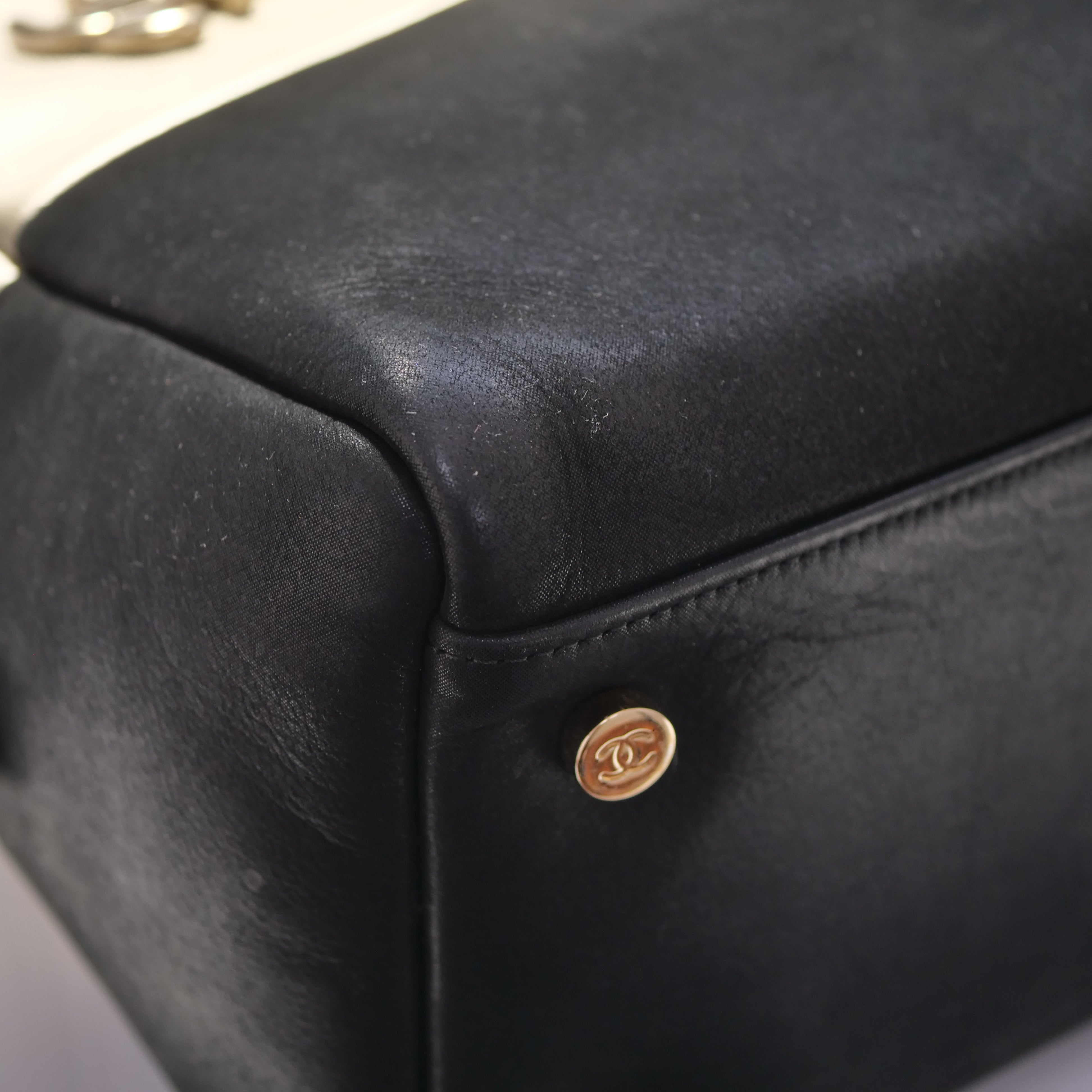 CHANEL Bicolor Chain Boston Bag