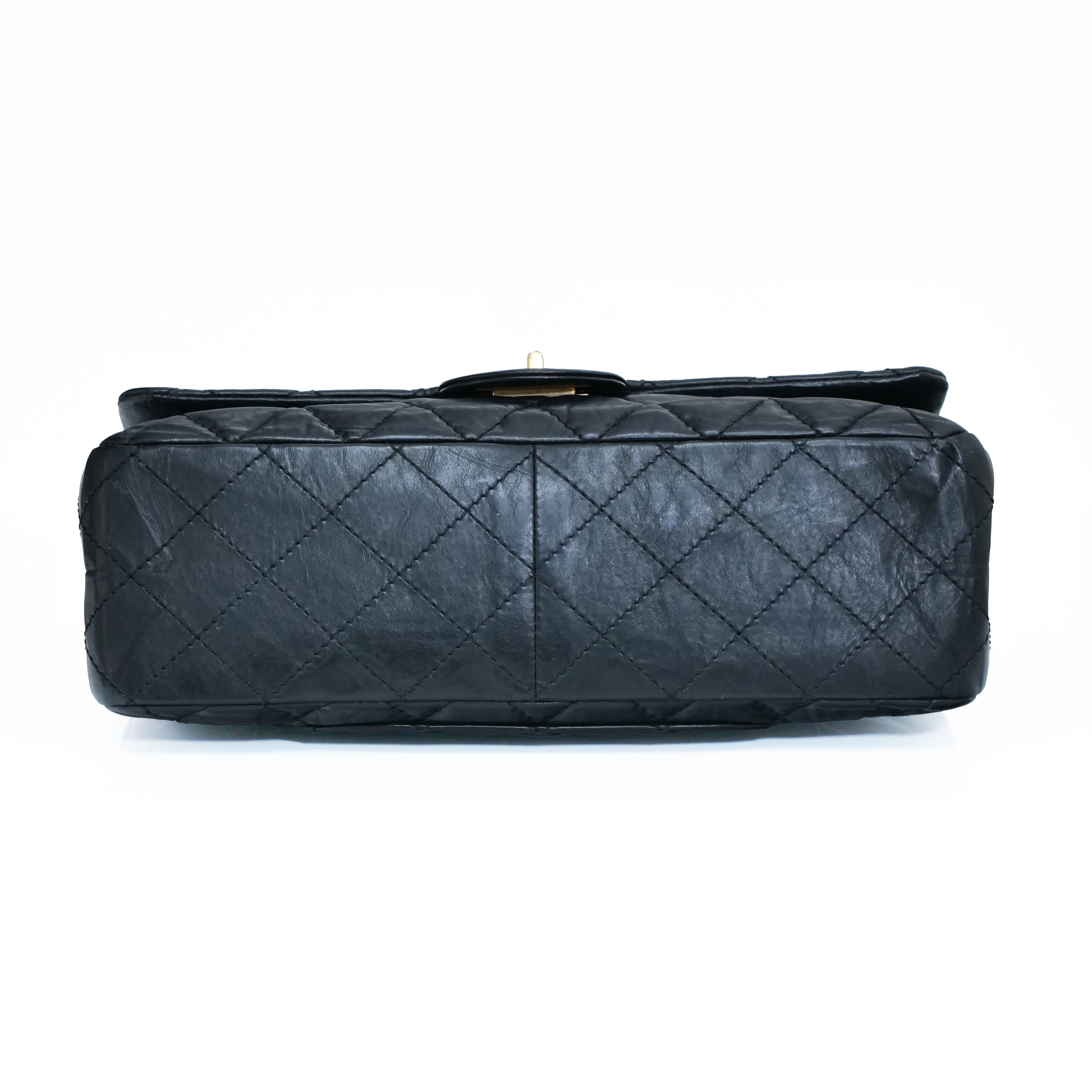 CHANEL 2.55 Matelassé W Flap shoulder Bag Black