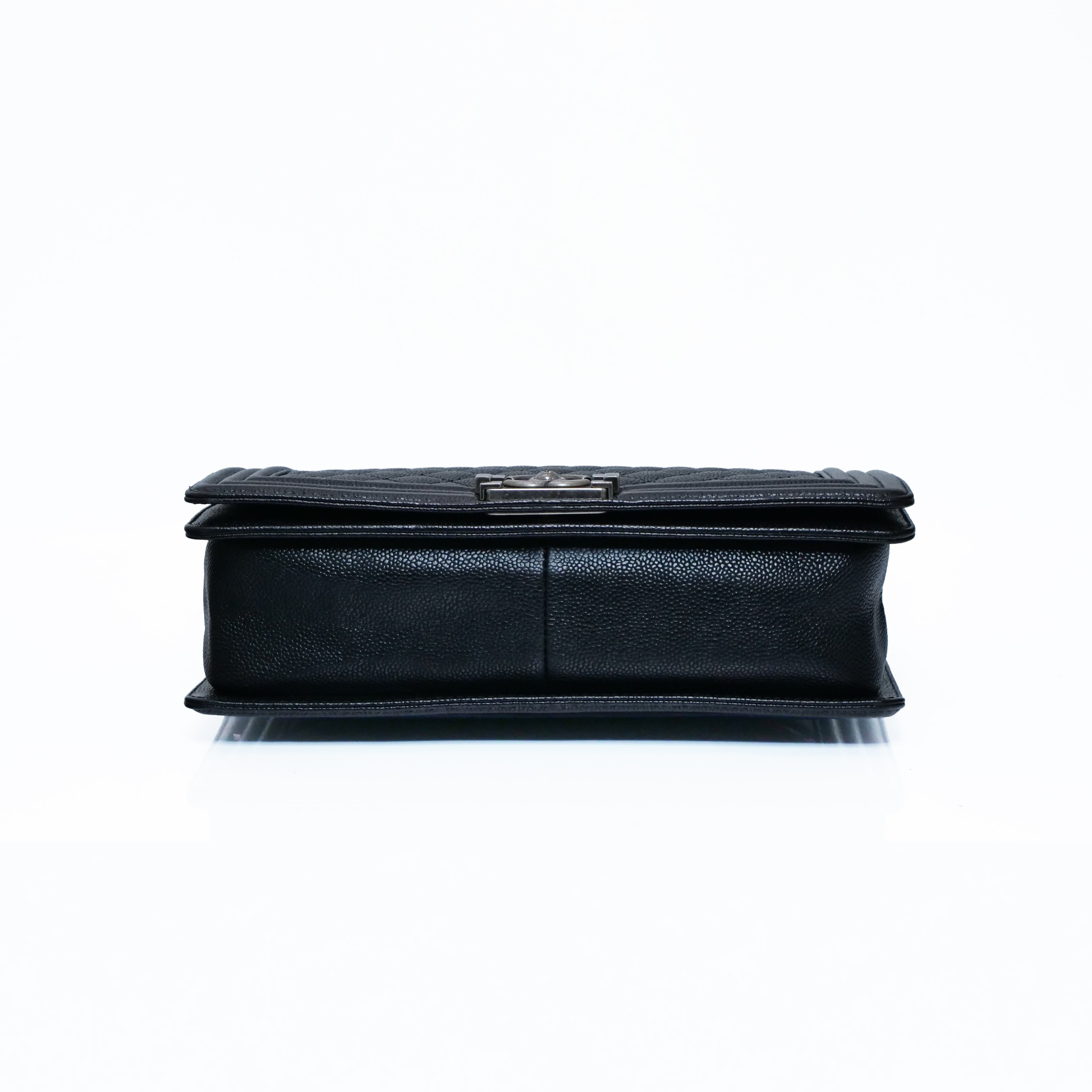 CHANEL Boy Chanel Caviar Leather Chain Bag