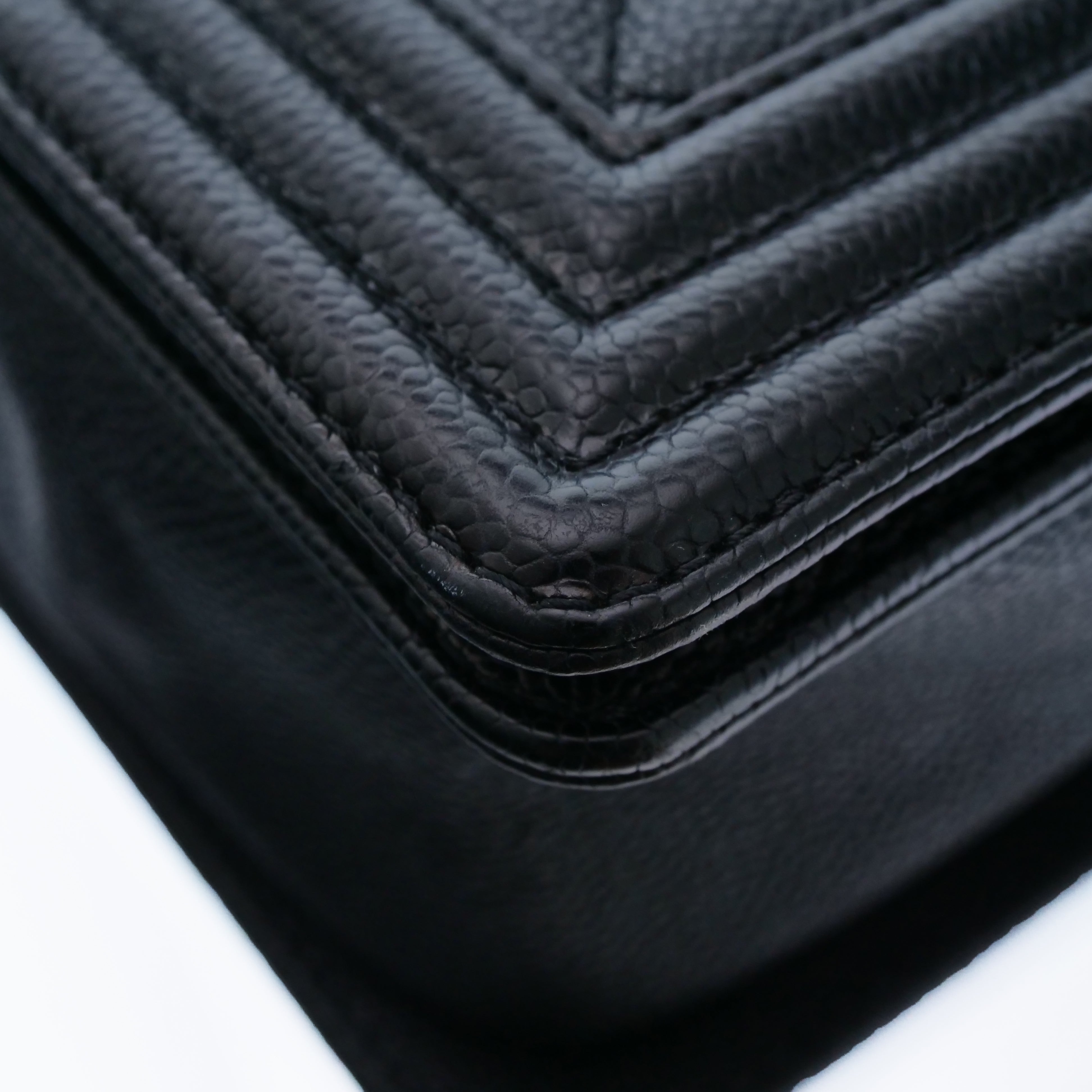 CHANEL Boy Chanel Caviar Leather Chain Bag