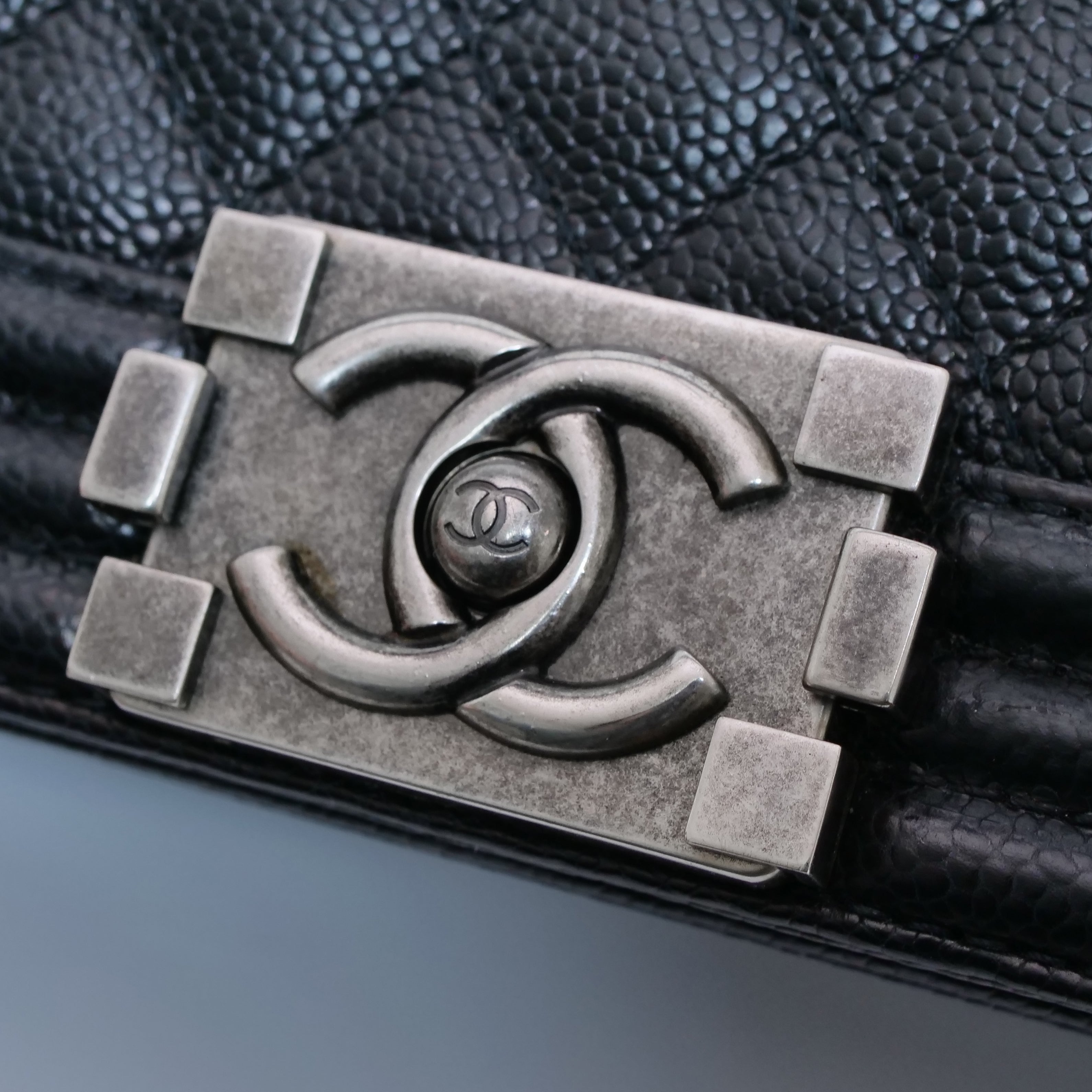 CHANEL Boy Chanel Caviar Leather Chain Bag