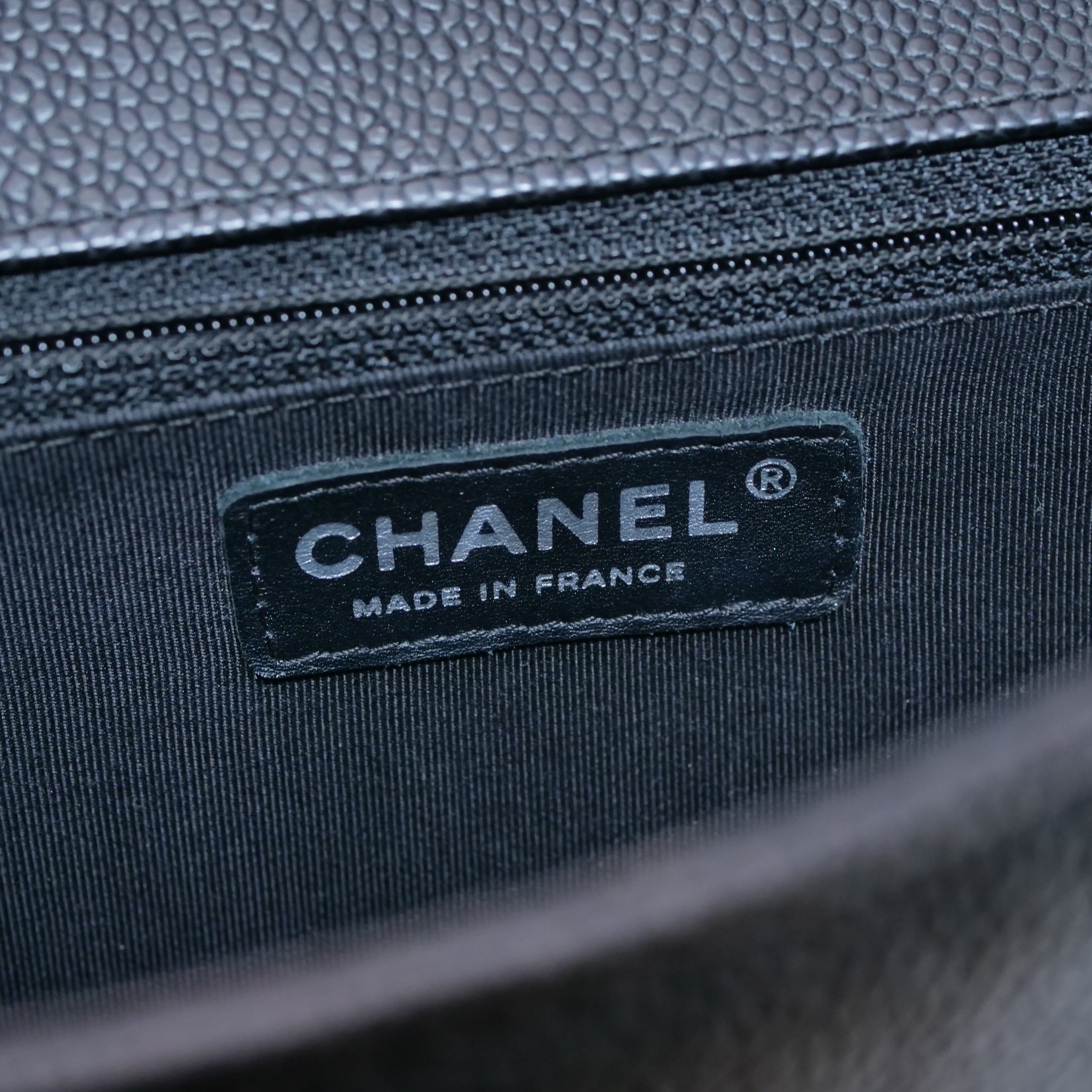 CHANEL Boy Chanel Caviar Leather Chain Bag