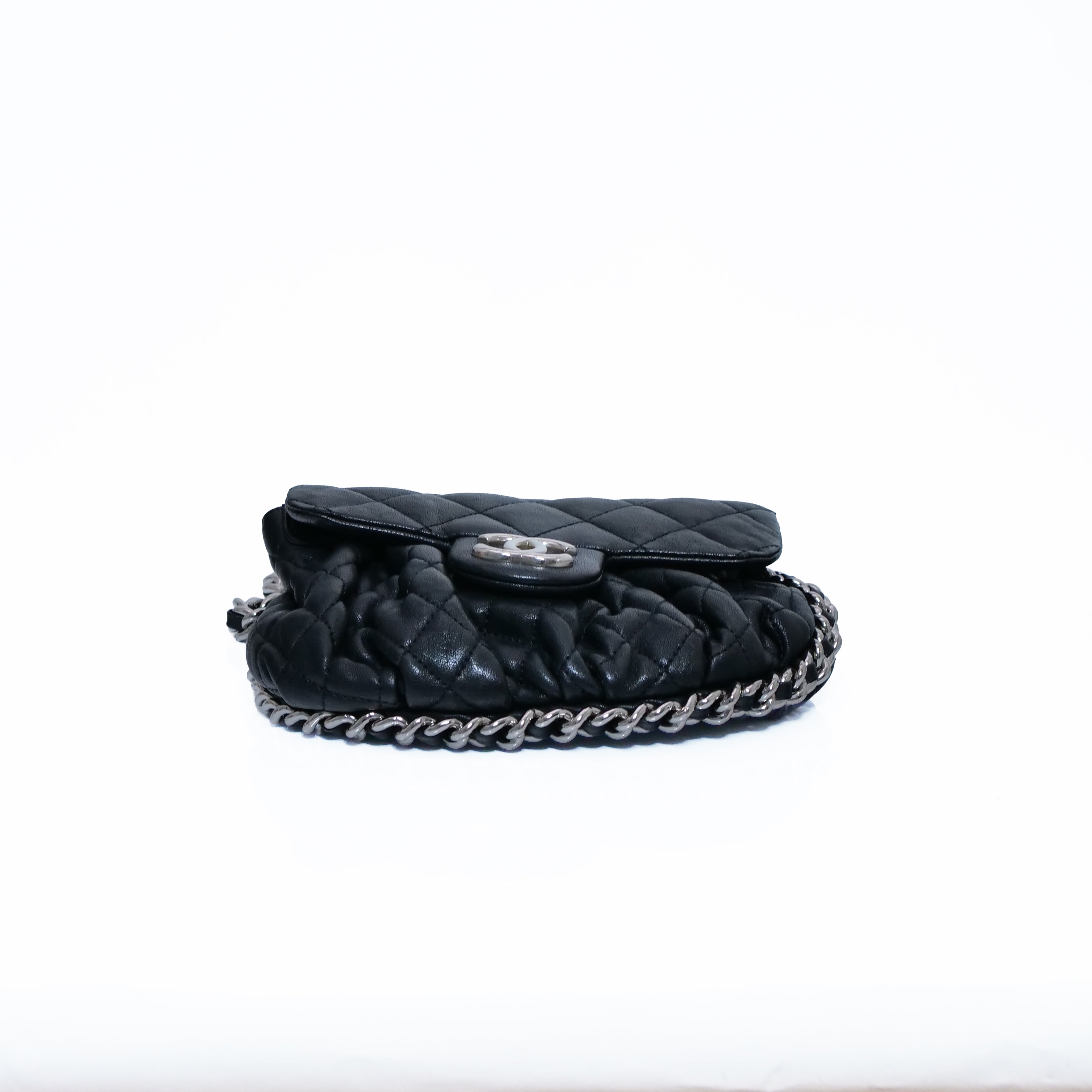 CHANEL Matelassé Luxury Chain Around Cain Shoulder Bag Lambskin Black