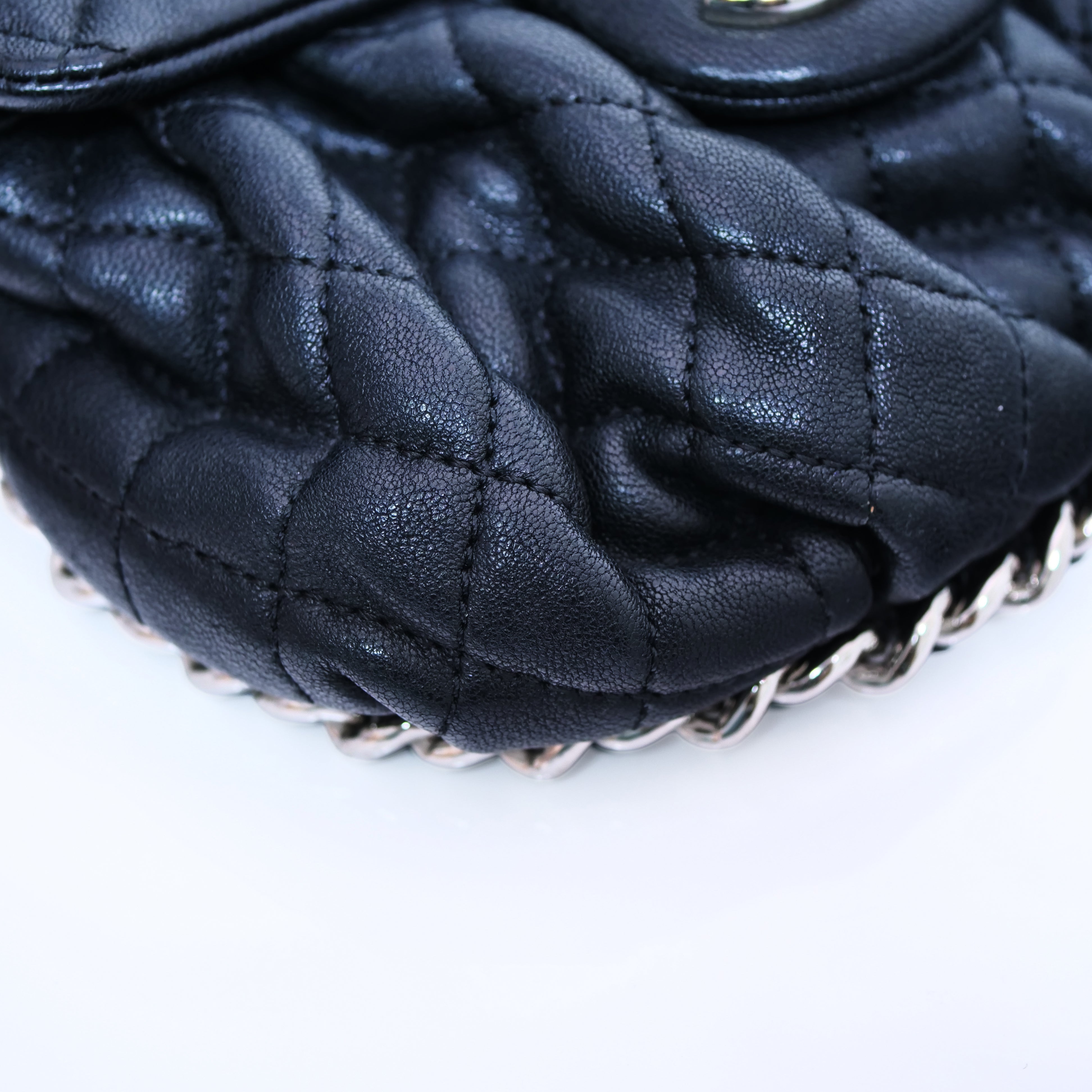 CHANEL Matelassé Luxury Chain Around Cain Shoulder Bag Lambskin Black