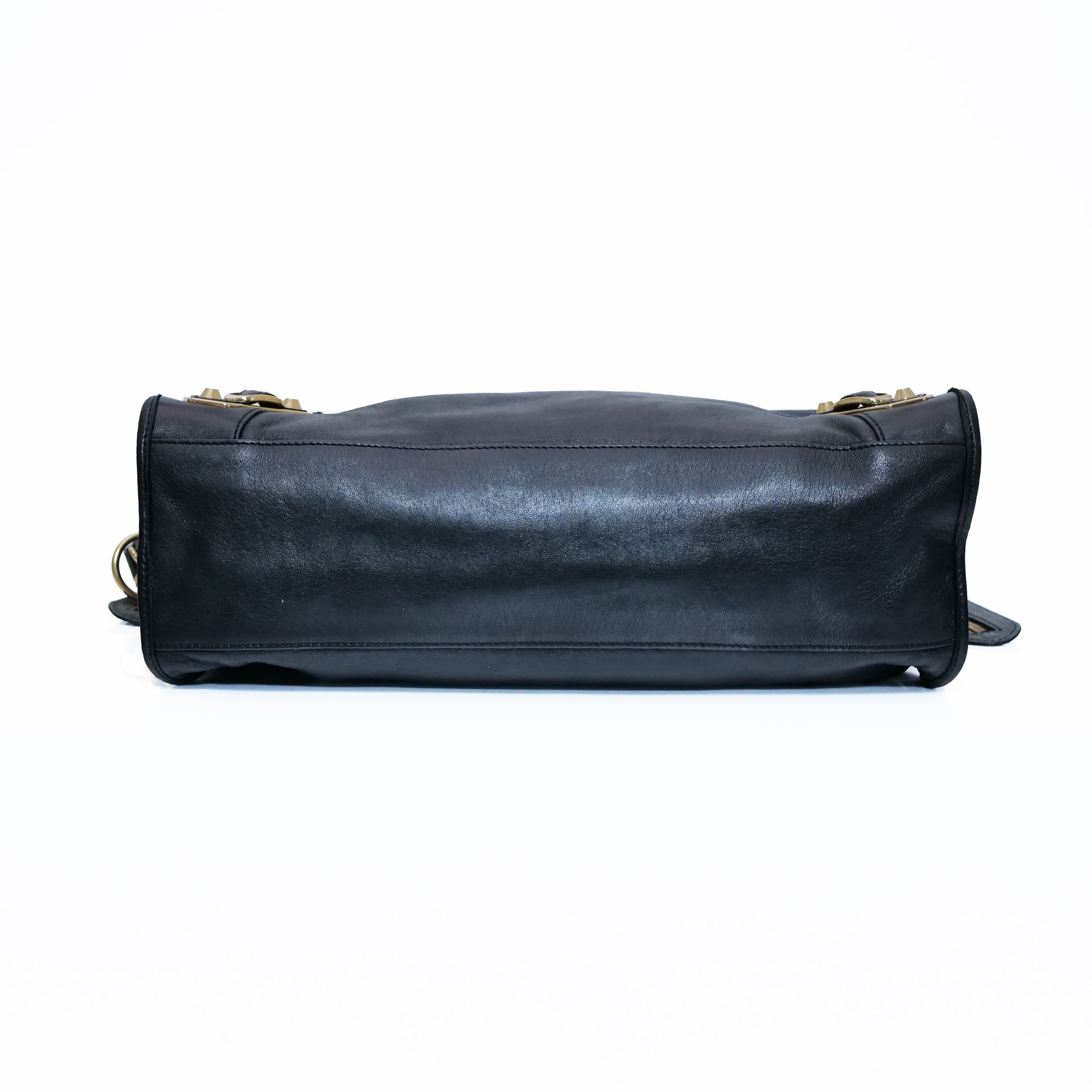 BALENCIAGA Classic City Metallic Edge Hand Bag Leather 390154 Black