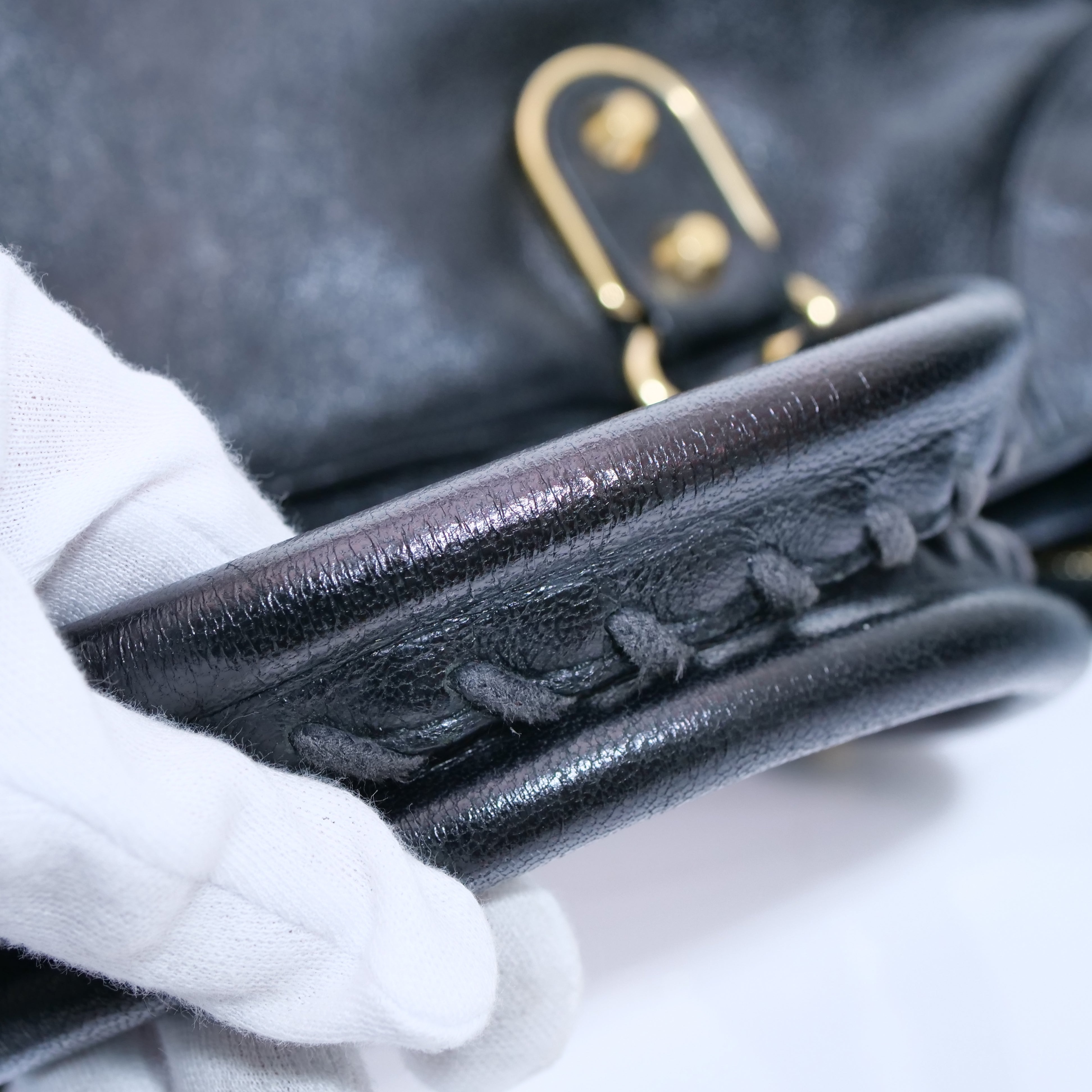 BALENCIAGA Classic City Metallic Edge Hand Bag Leather 390154 Black