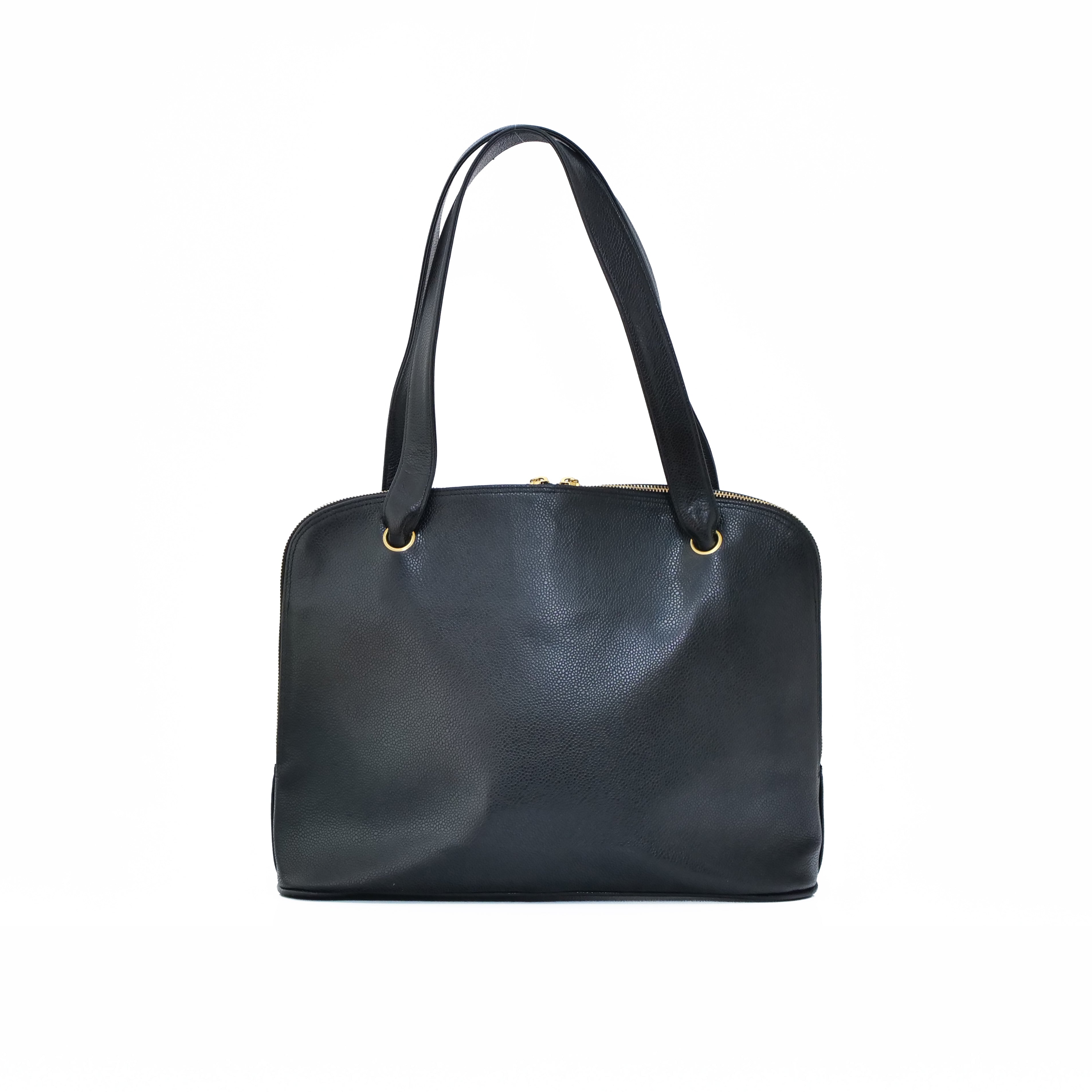 CHANEL Caviar Leather Coco Ball Tote Bag Black