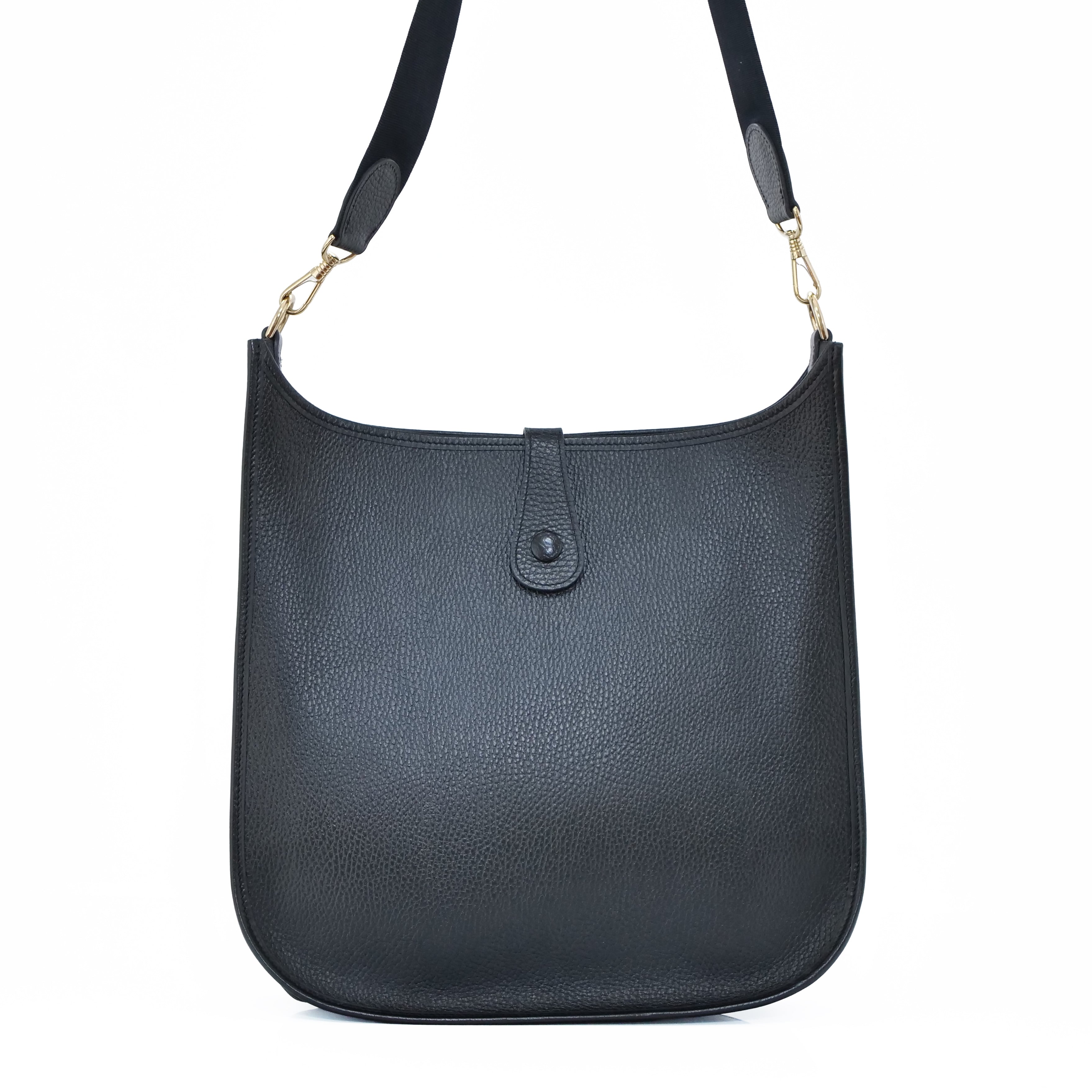 HERMÈS Evelyne 1 GM Black Ardennes □A Stamp