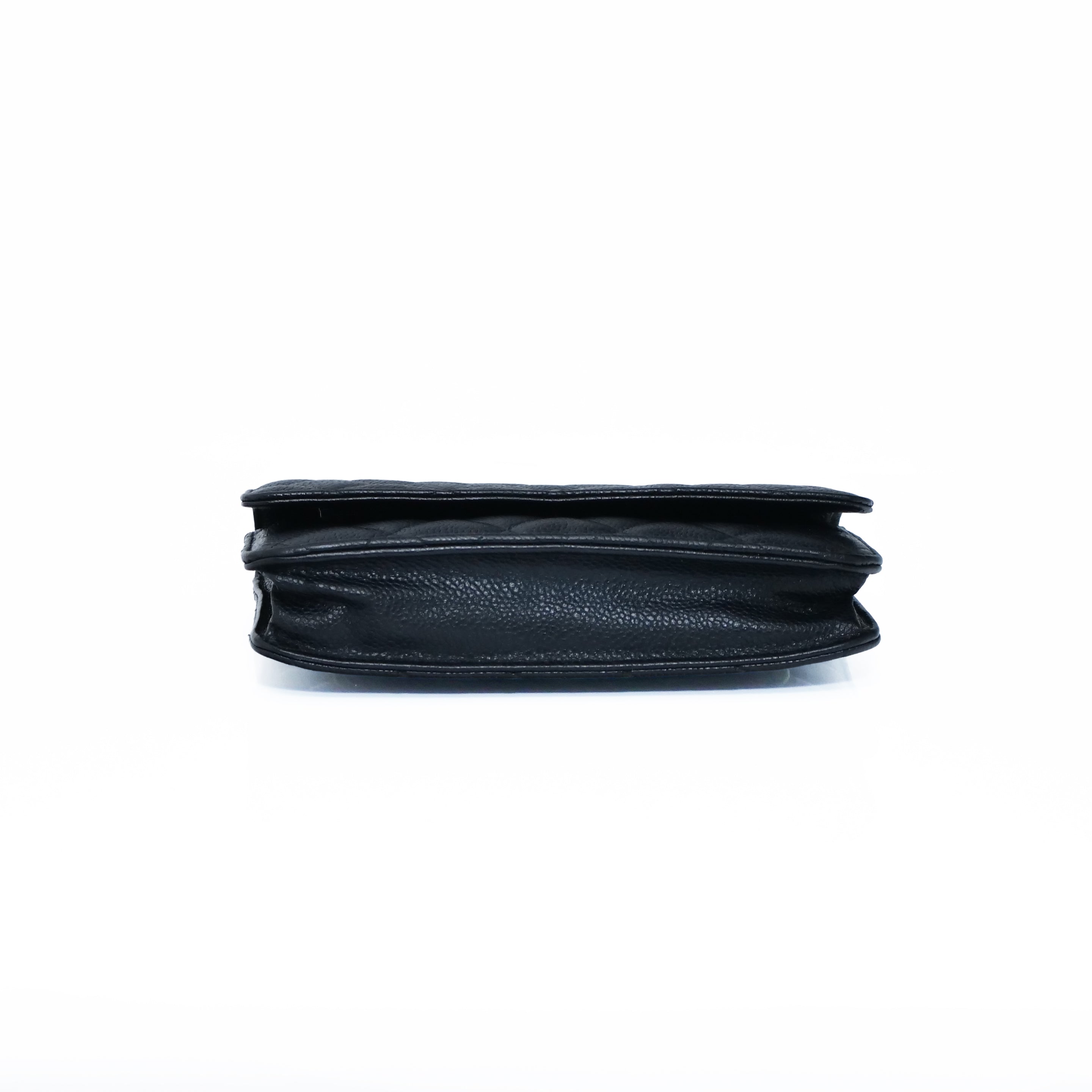 CHANEL Caviar Leather Chain Wallet Black 25-Series