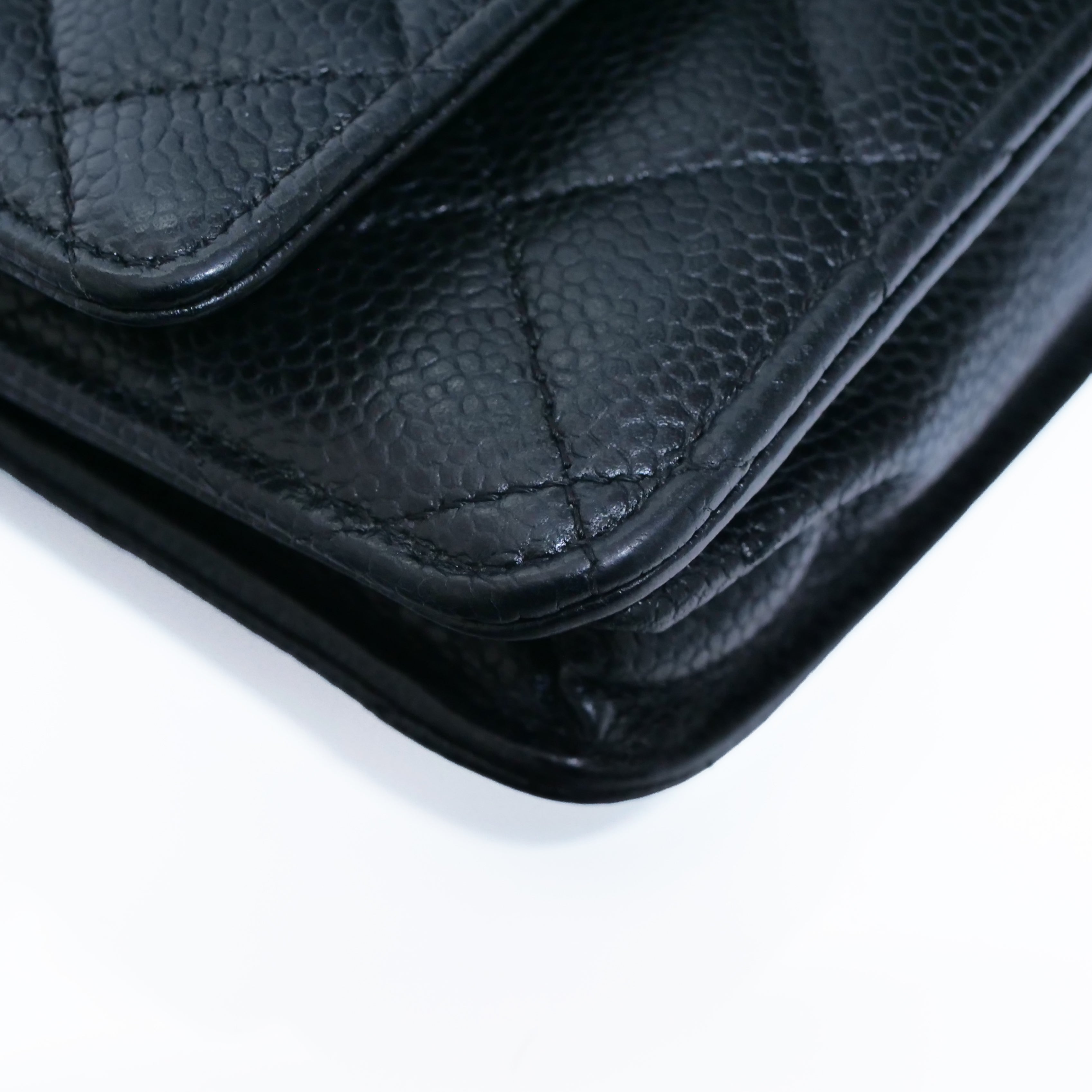 CHANEL Caviar Leather Chain Wallet Black 25-Series