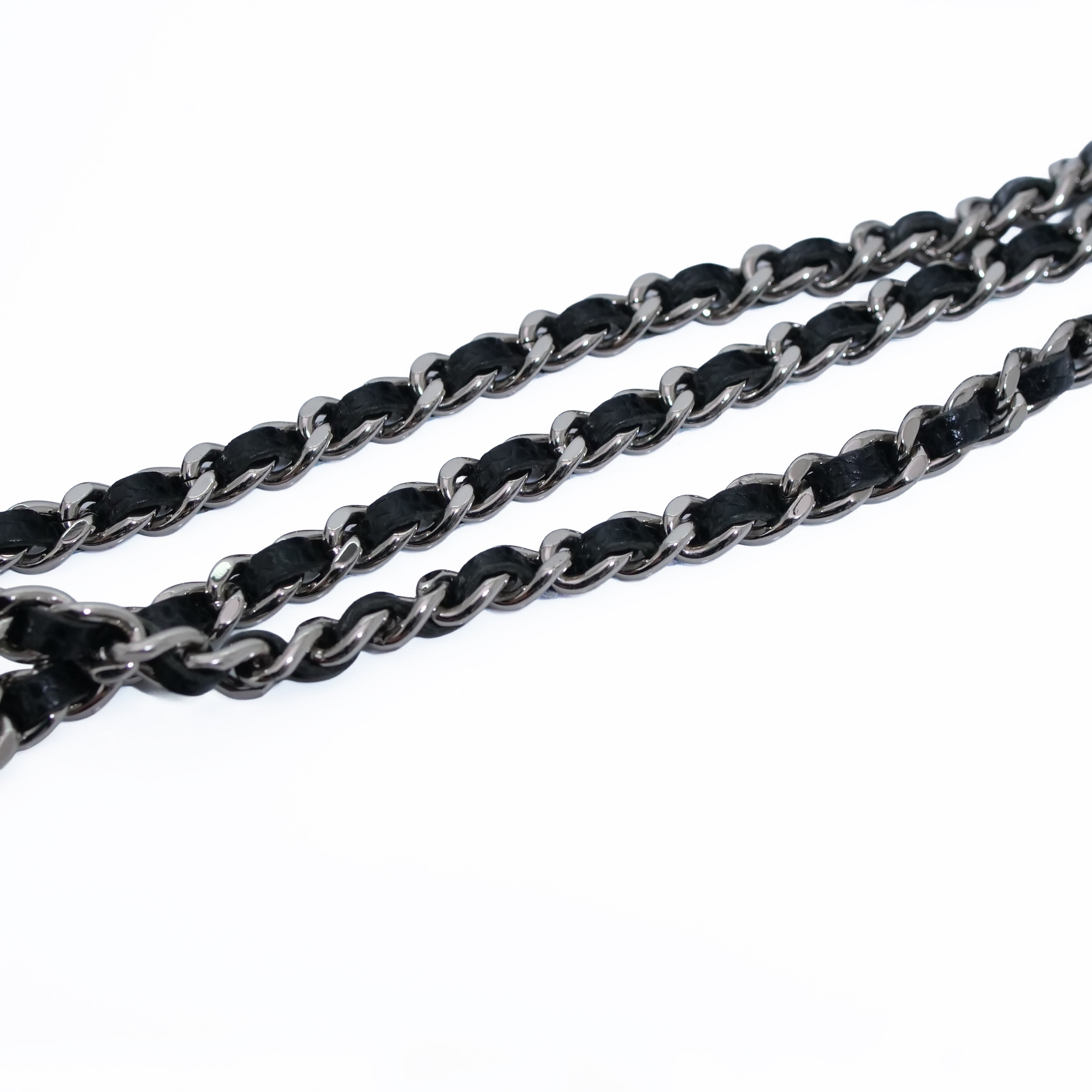 CHANEL Caviar Leather Chain Wallet Black 25-Series