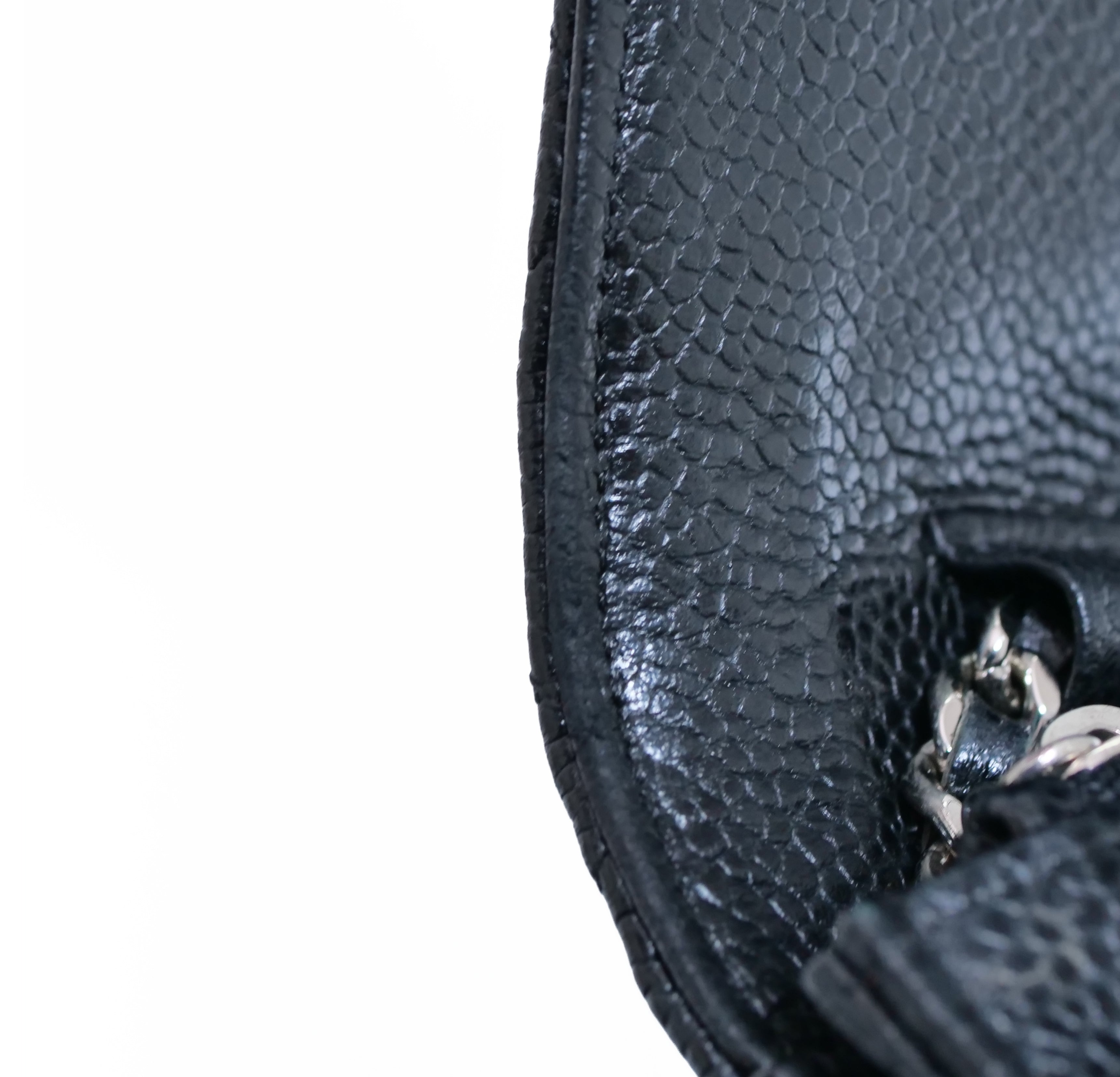 CHANEL Caviar Leather Chain Wallet Black 25-Series