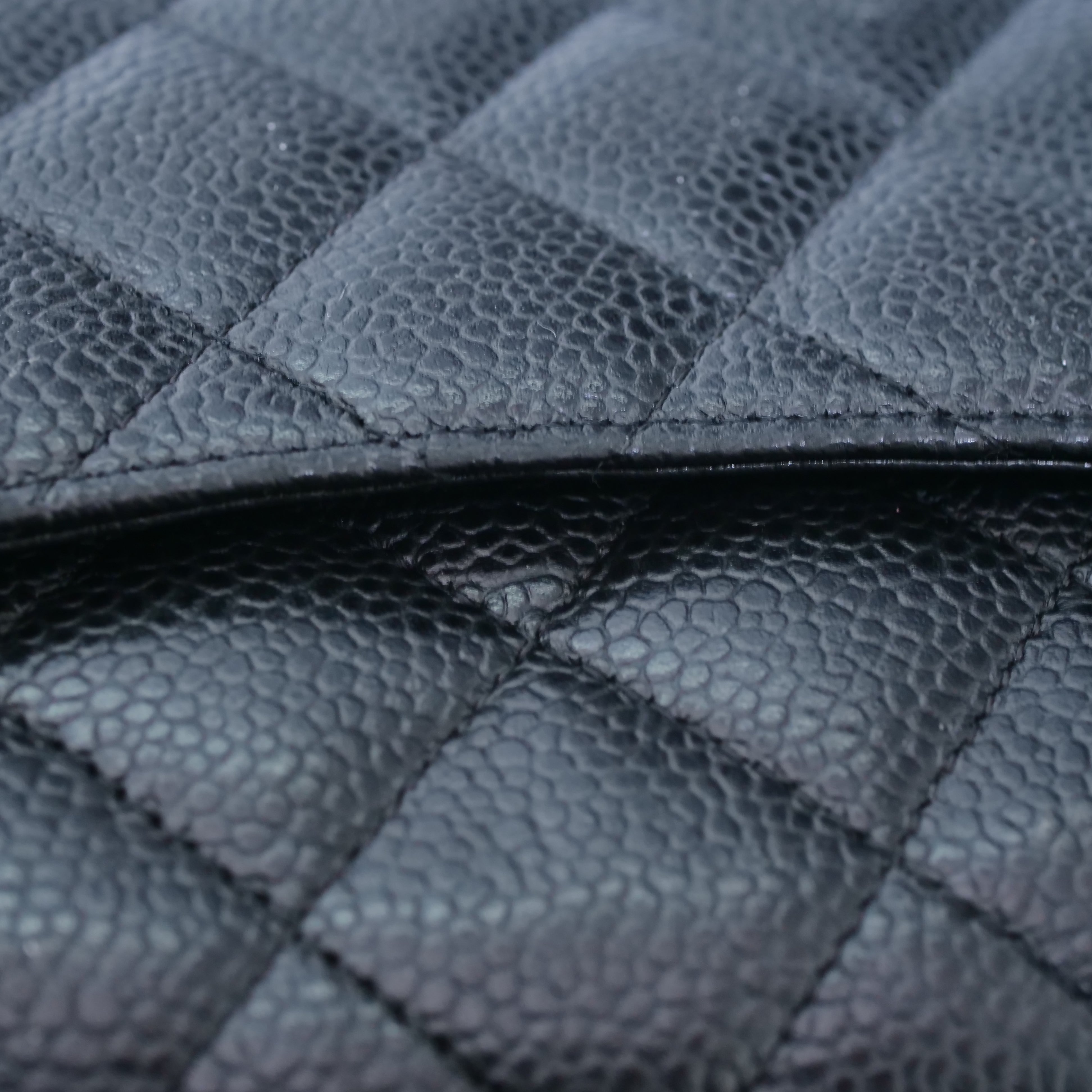 CHANEL Caviar Leather Chain Wallet Black 25-Series
