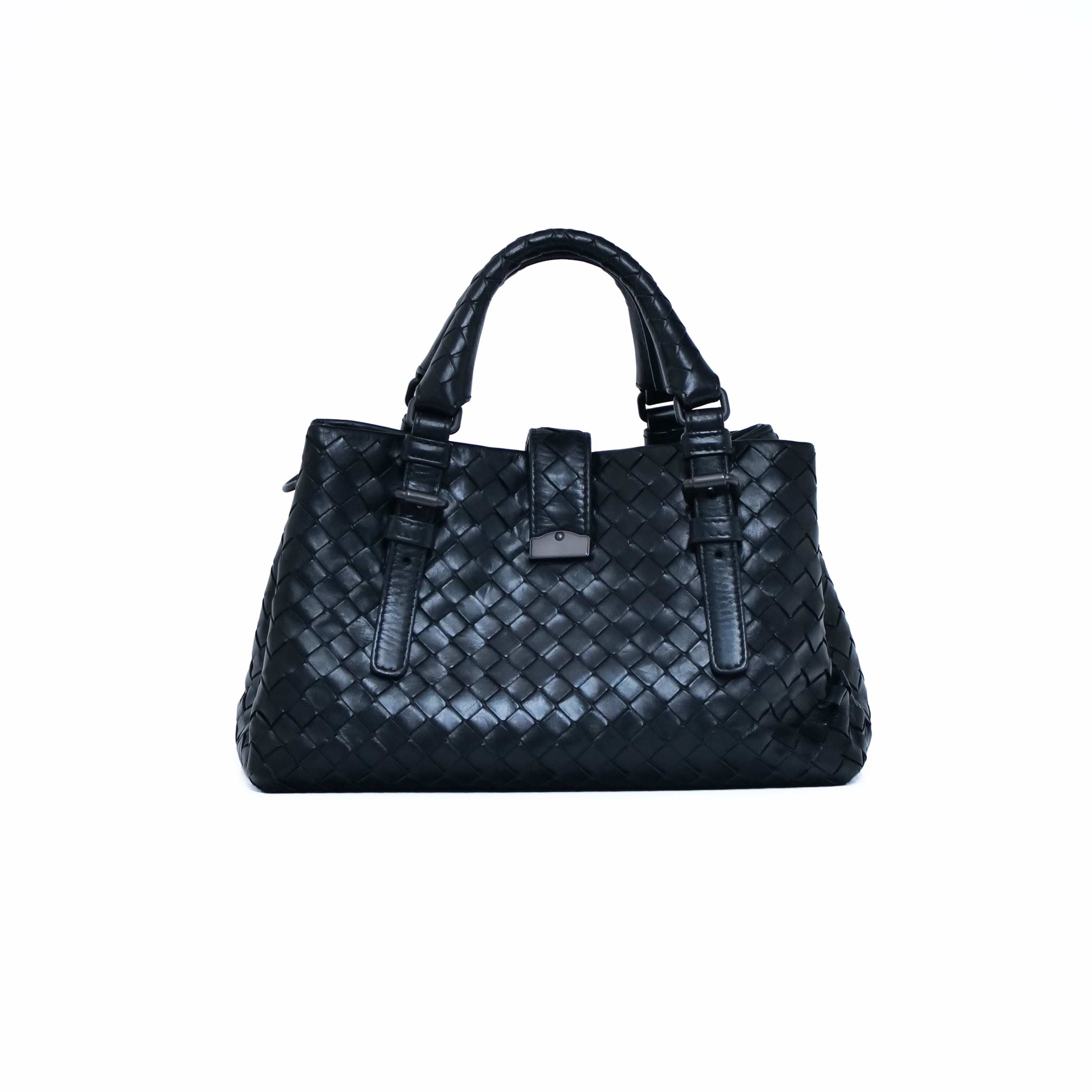 BOTTEGA VENETA Baby Roma Intrecciato 2-Way Bag Black