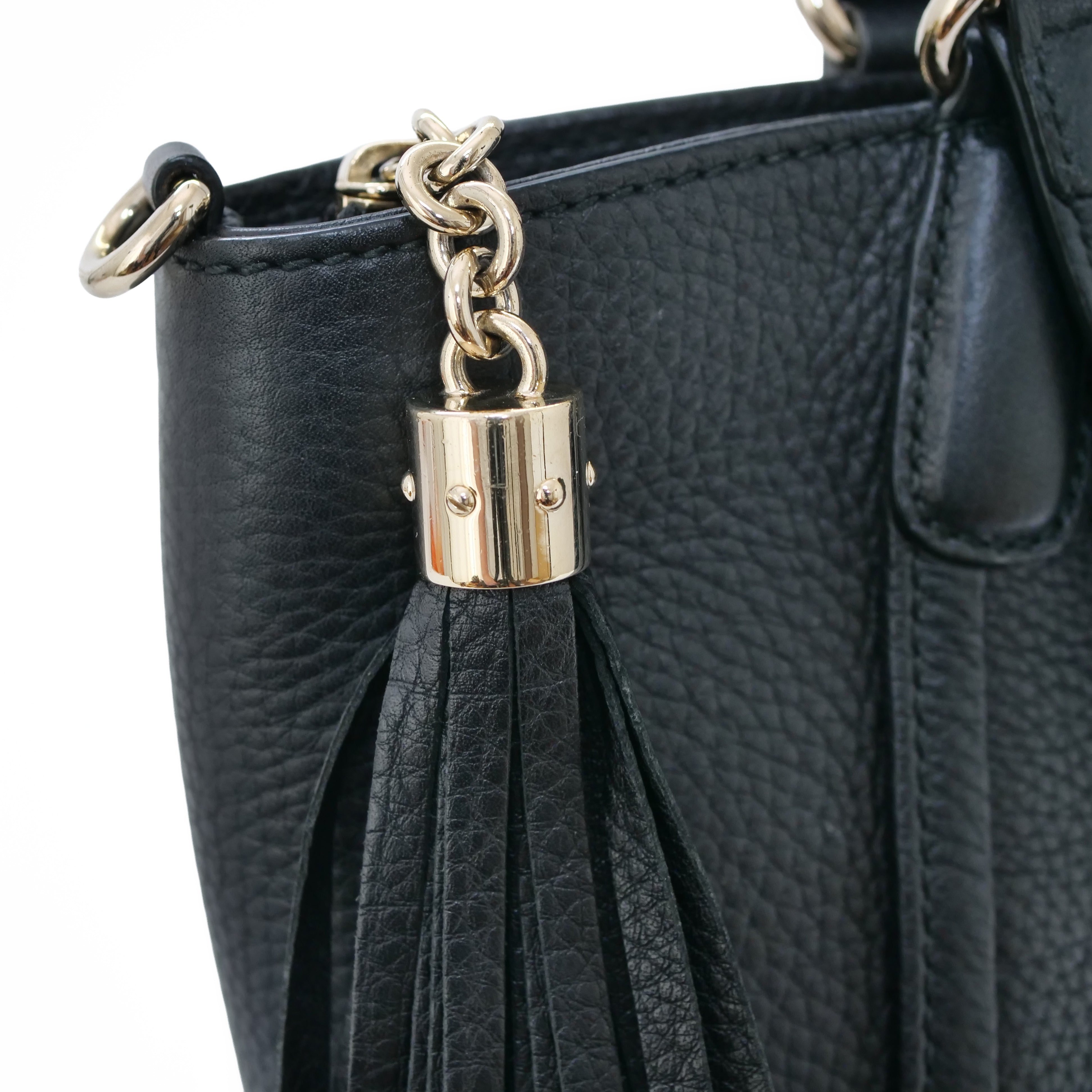 GUCCI Soho Leather 2-Way Tote Bag Black 369176