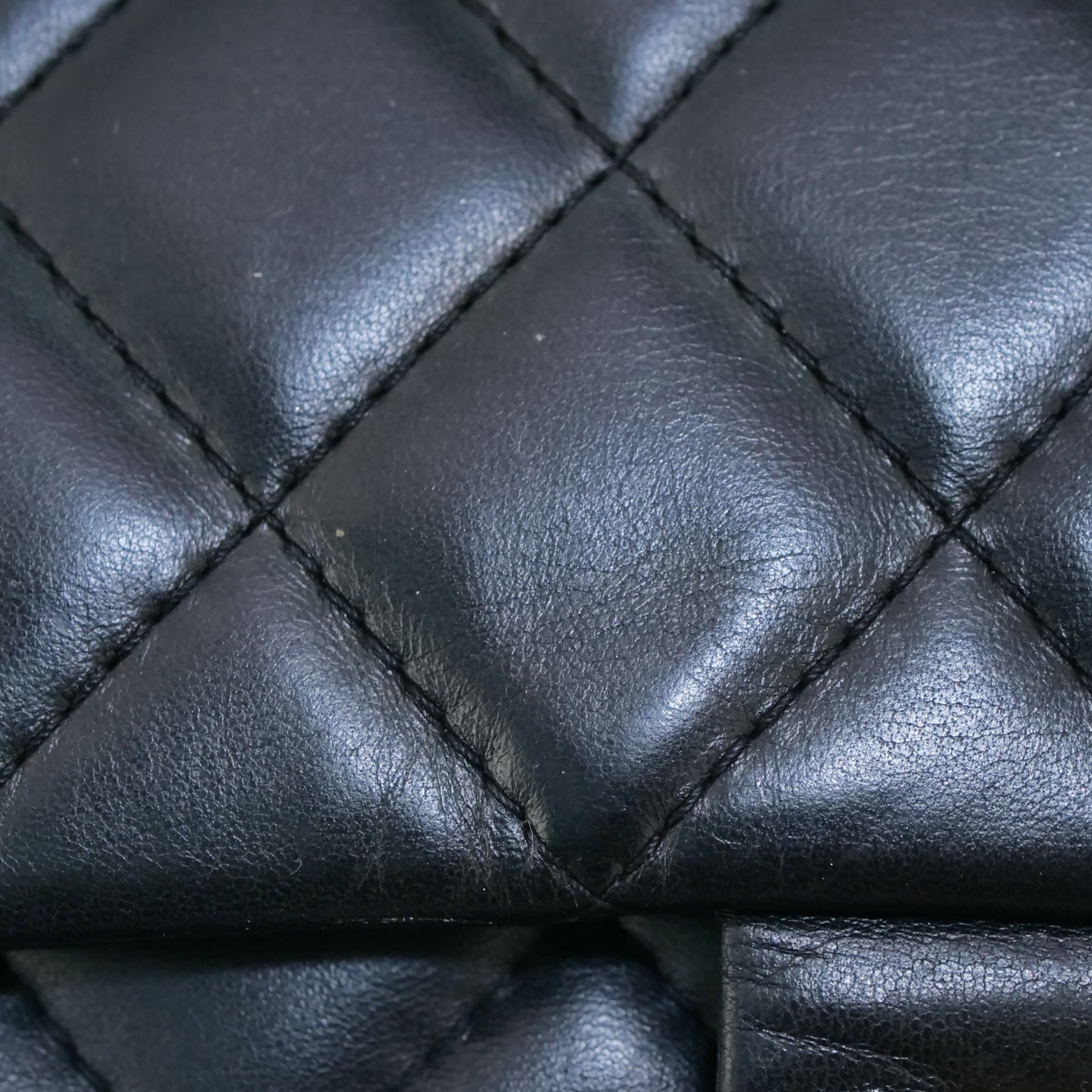 CHANEL 2.55 Matelassé Double Flap Chain Bag Lambskin Black