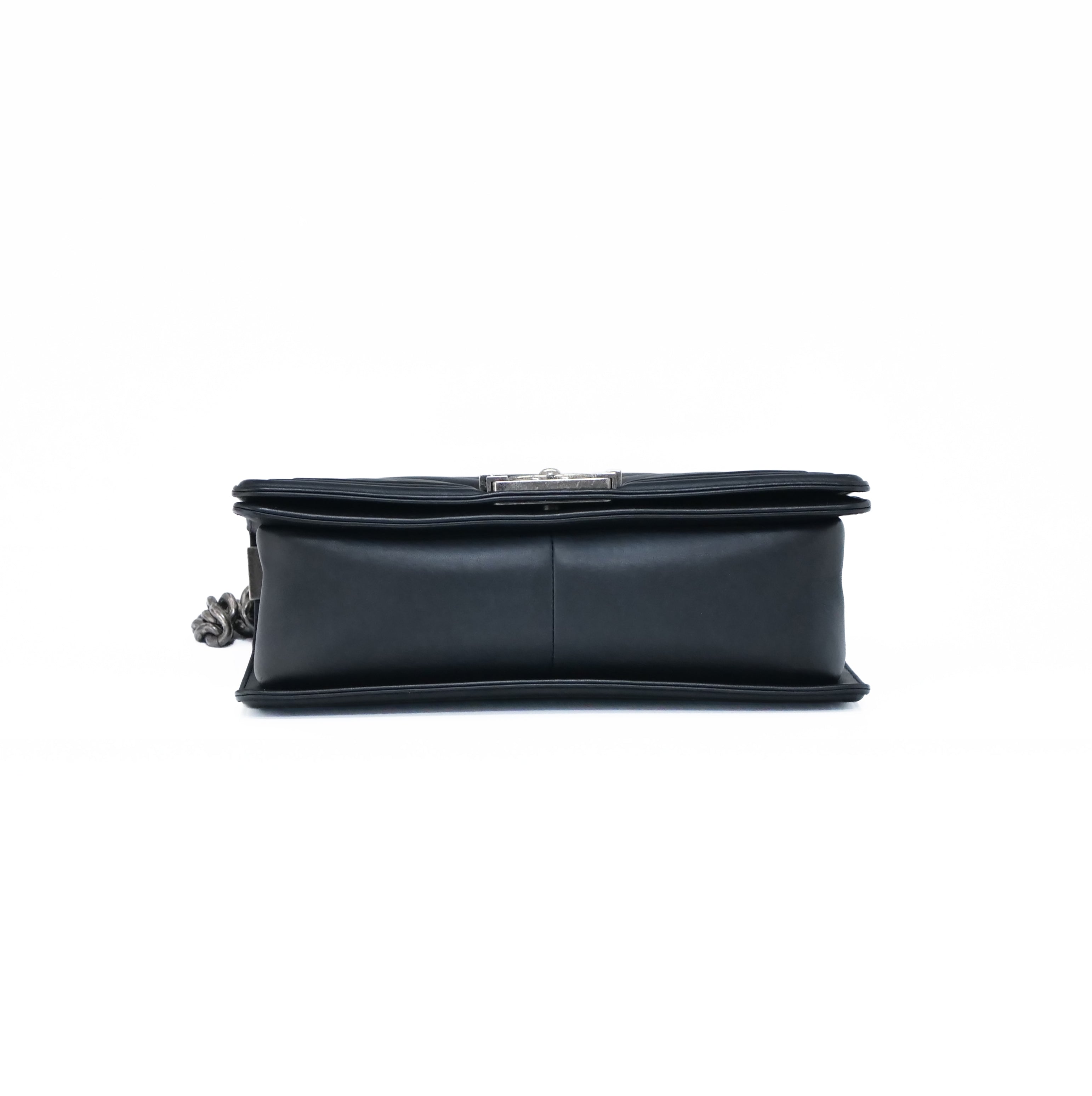 CHANEL Boy Chanel Chevron Chain Shoulder Bag Lambskin