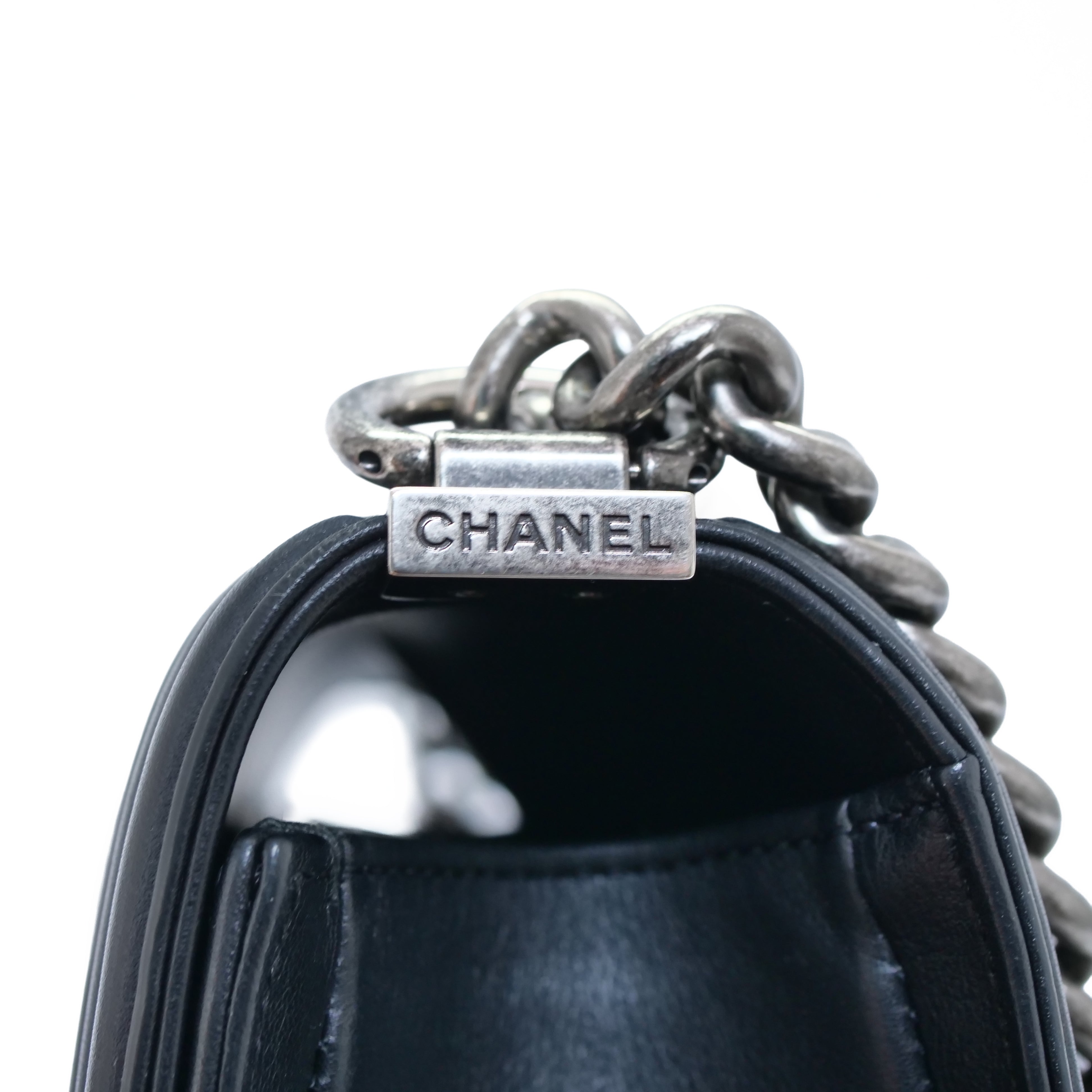 CHANEL Boy Chanel Chevron Chain Shoulder Bag Lambskin
