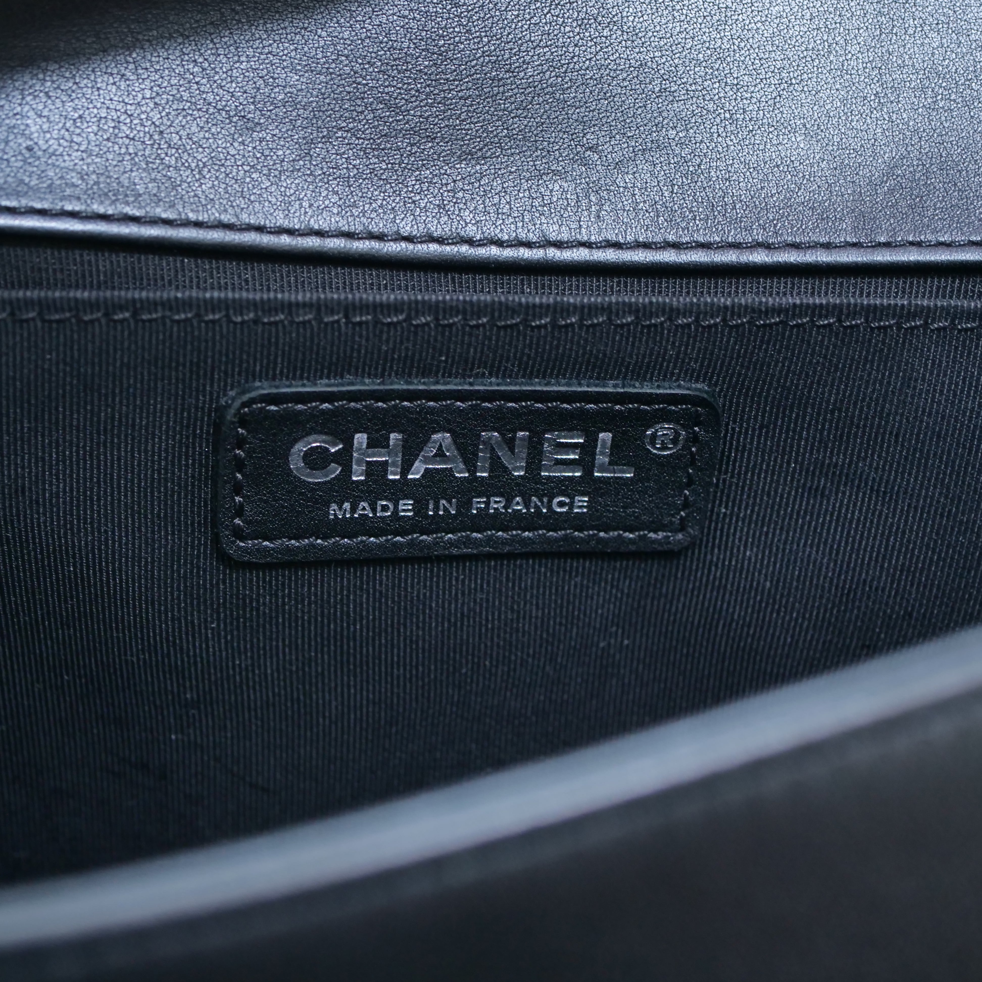 CHANEL Boy Chanel Chevron Chain Shoulder Bag Lambskin