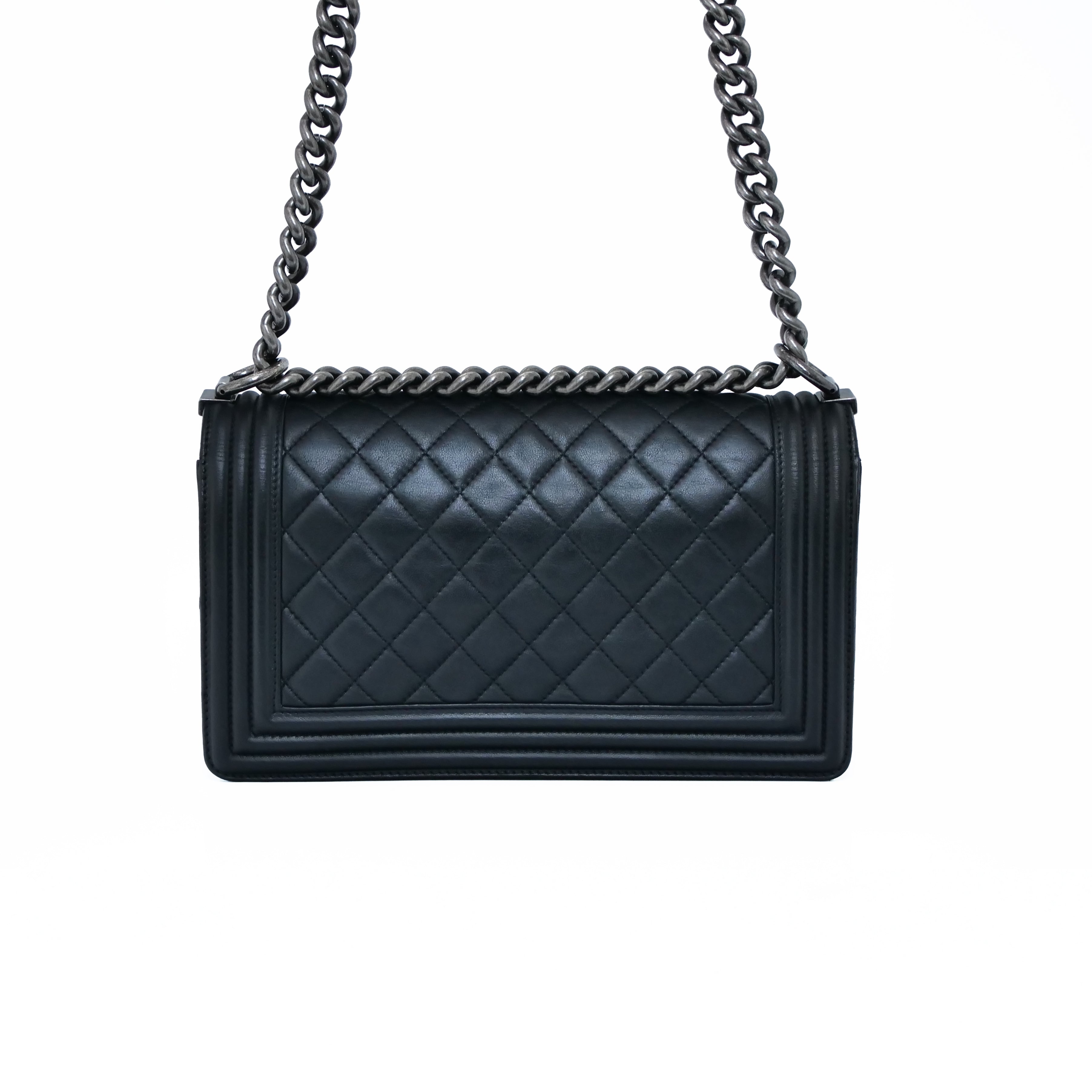 CHANEL Boy Chanel Lambskin Chain Shoulder Bag