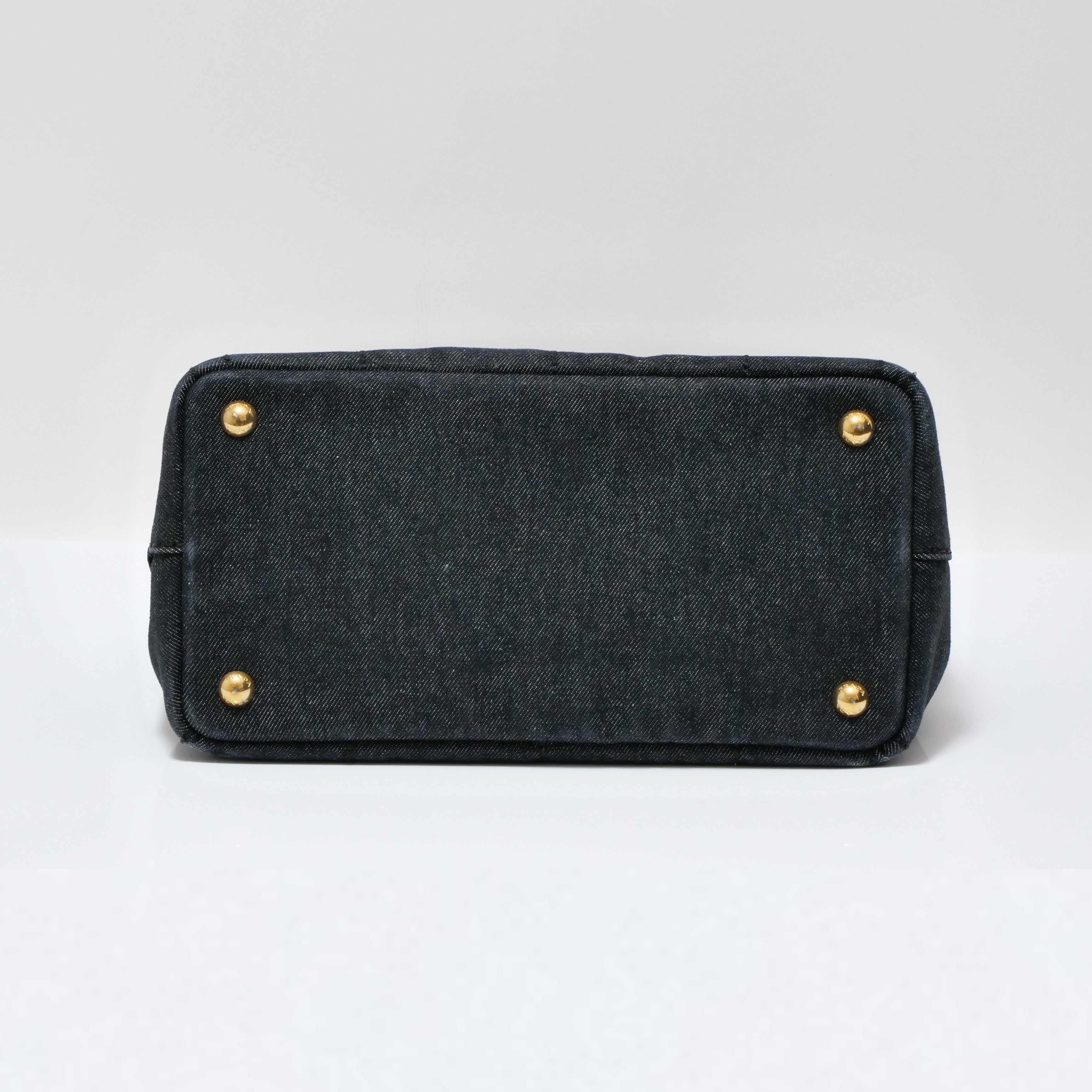 PRADA Canapa Denim Hand Bag Black
