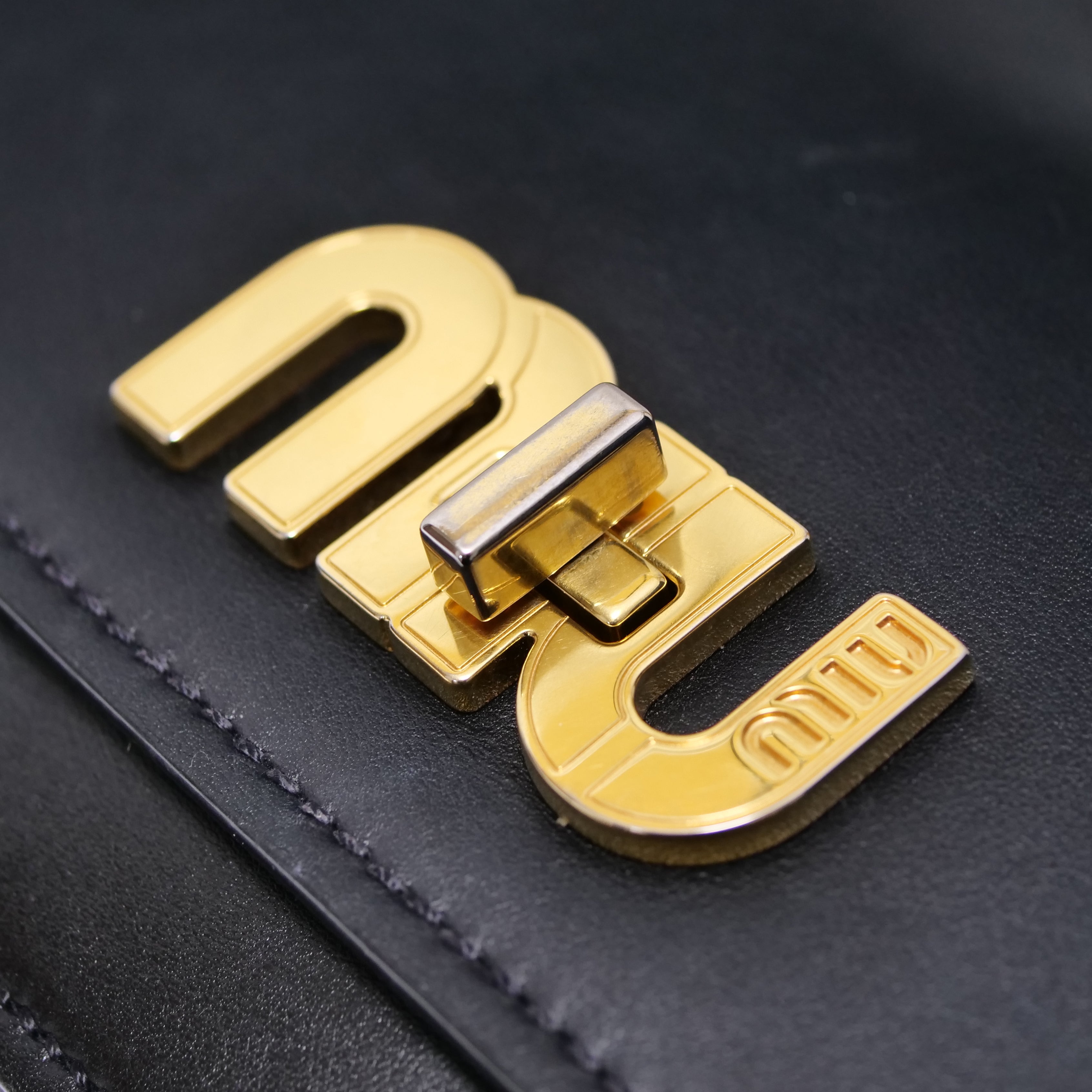 MIU MIU Logo Shoulder Bag 5BD071 BK City Calf