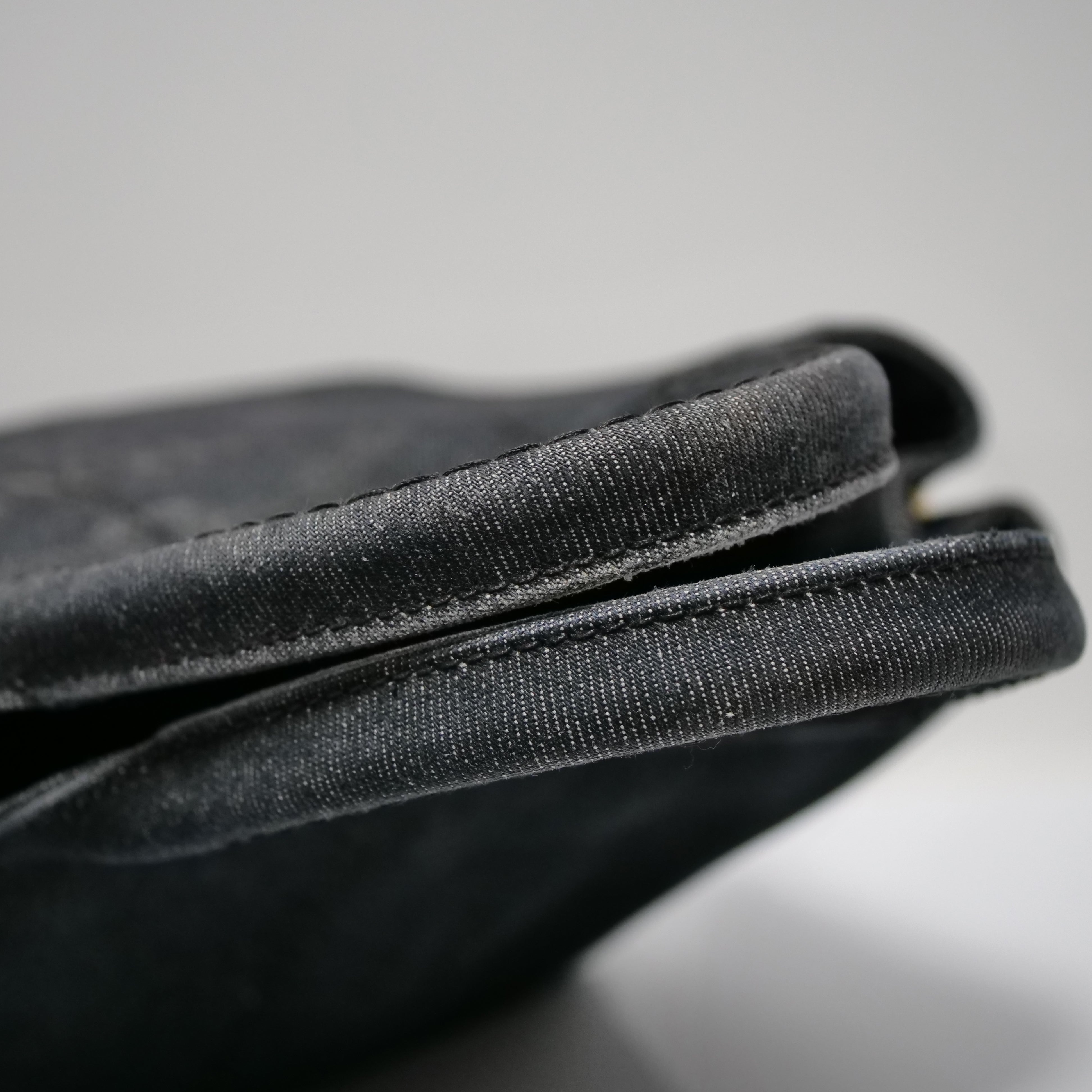 PRADA Canapa Denim Hand Bag Black