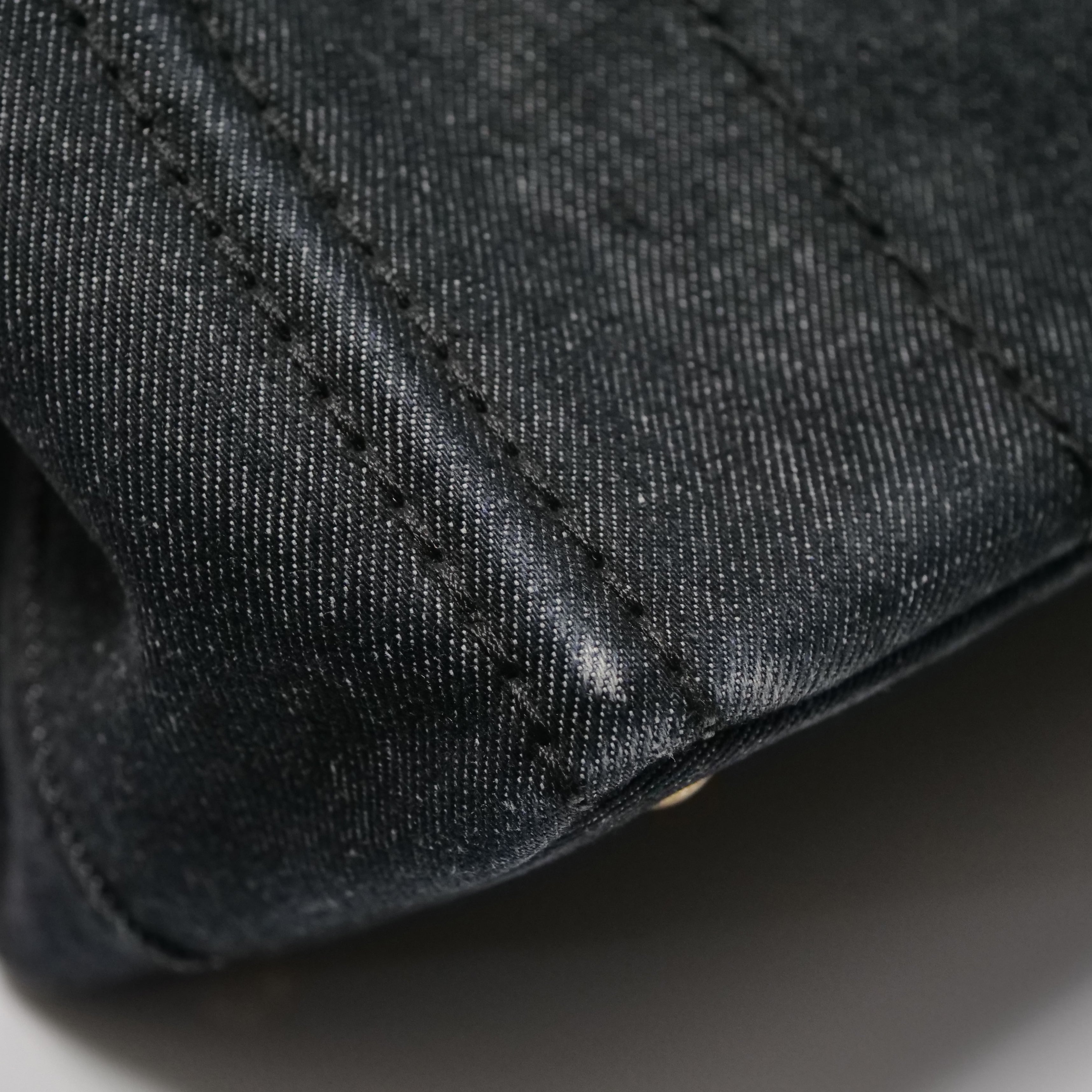 PRADA Canapa Denim Hand Bag Black