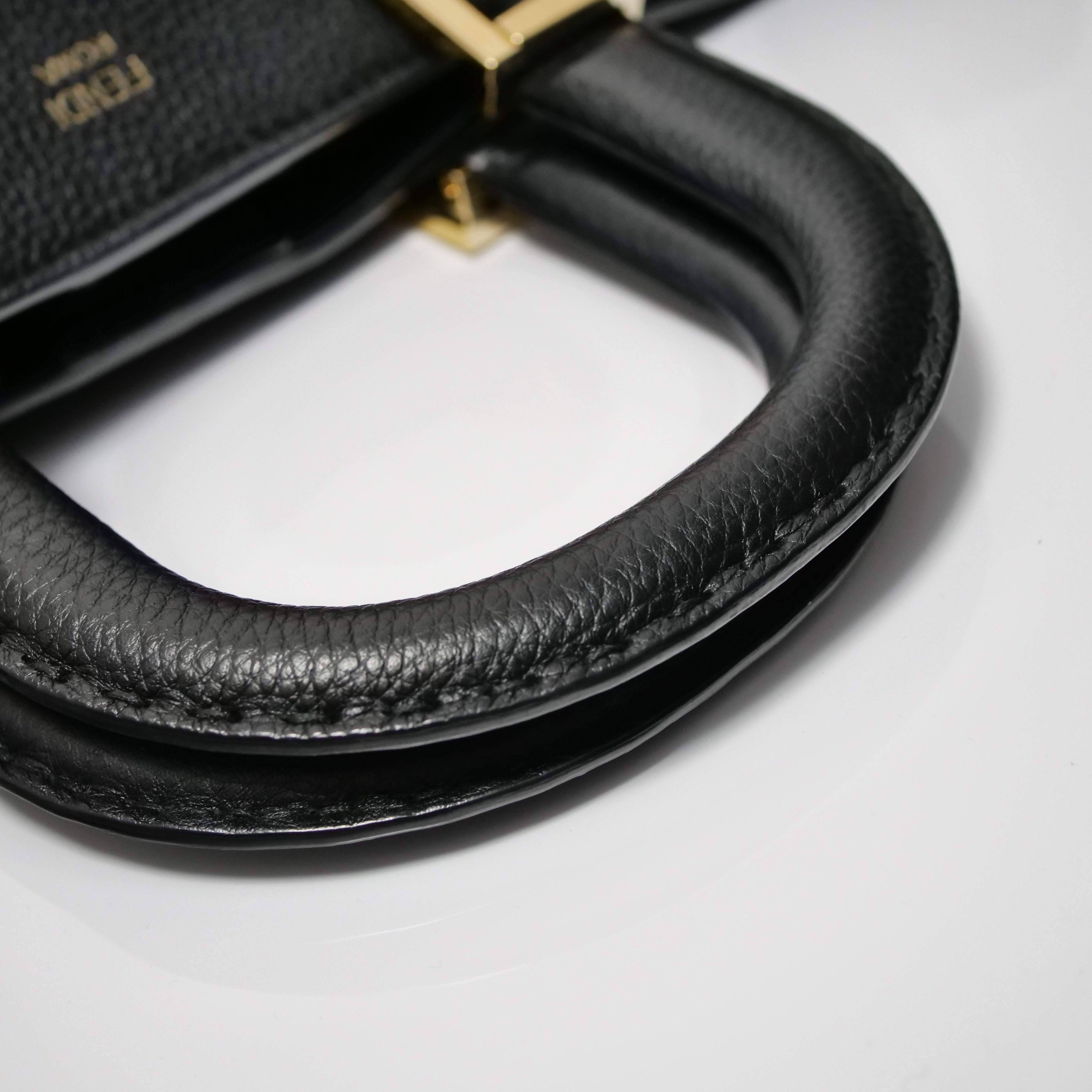 FENDI Selleria FF Tote 2-Way Bag Leather Black