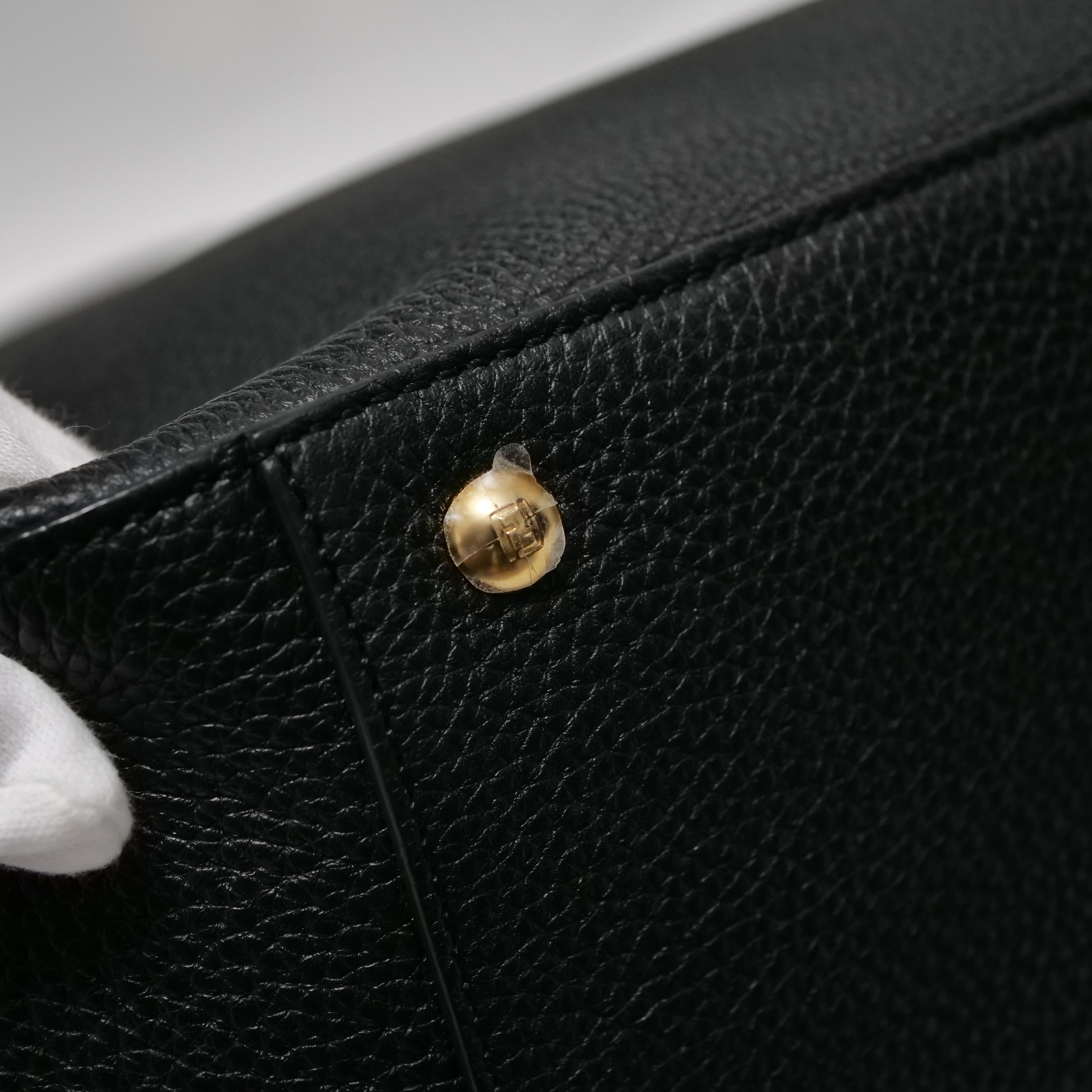FENDI Selleria FF Tote 2-Way Bag Leather Black