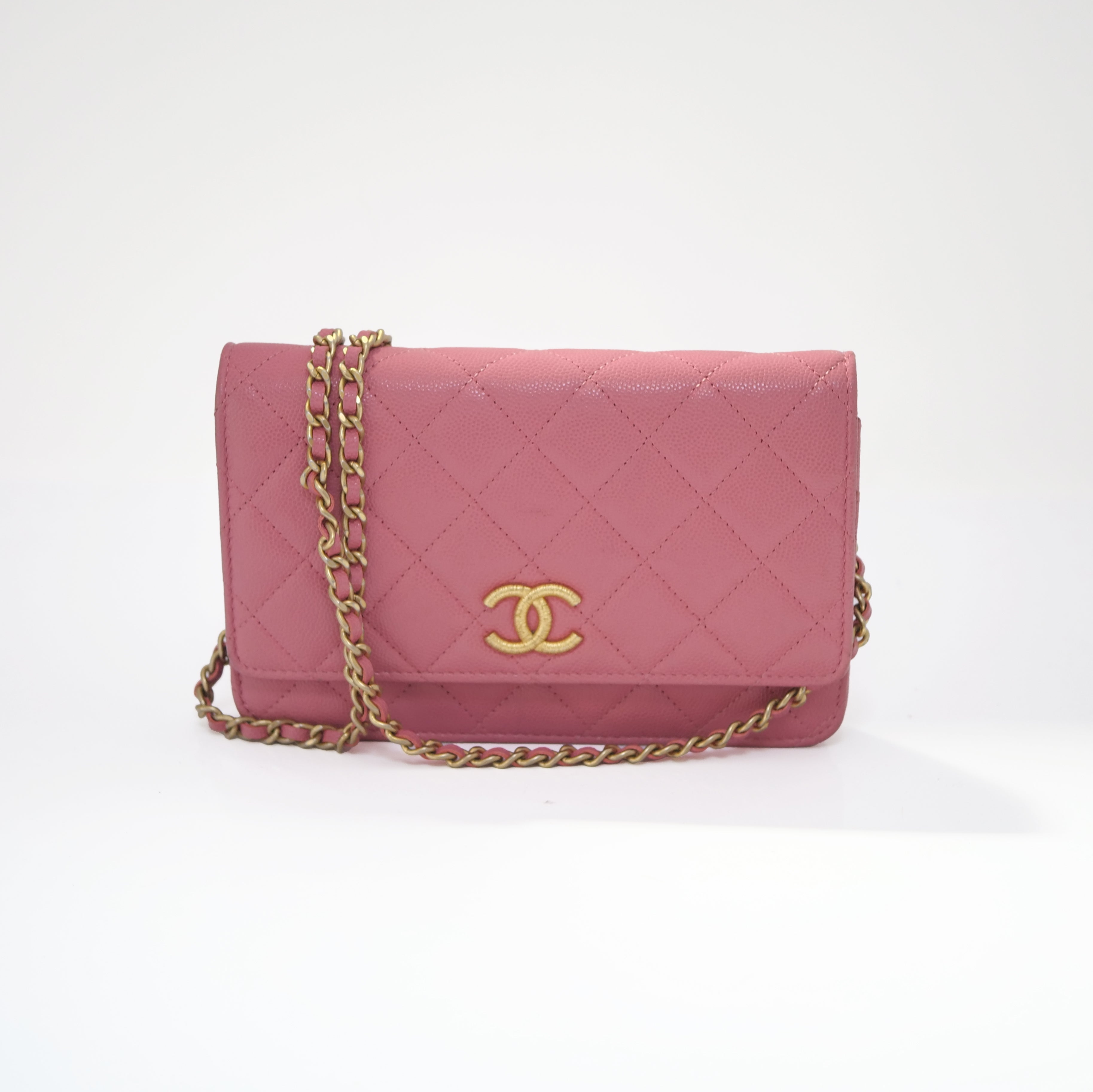 CHANEL Caviar Chain Wallet AP3516 IC Tag