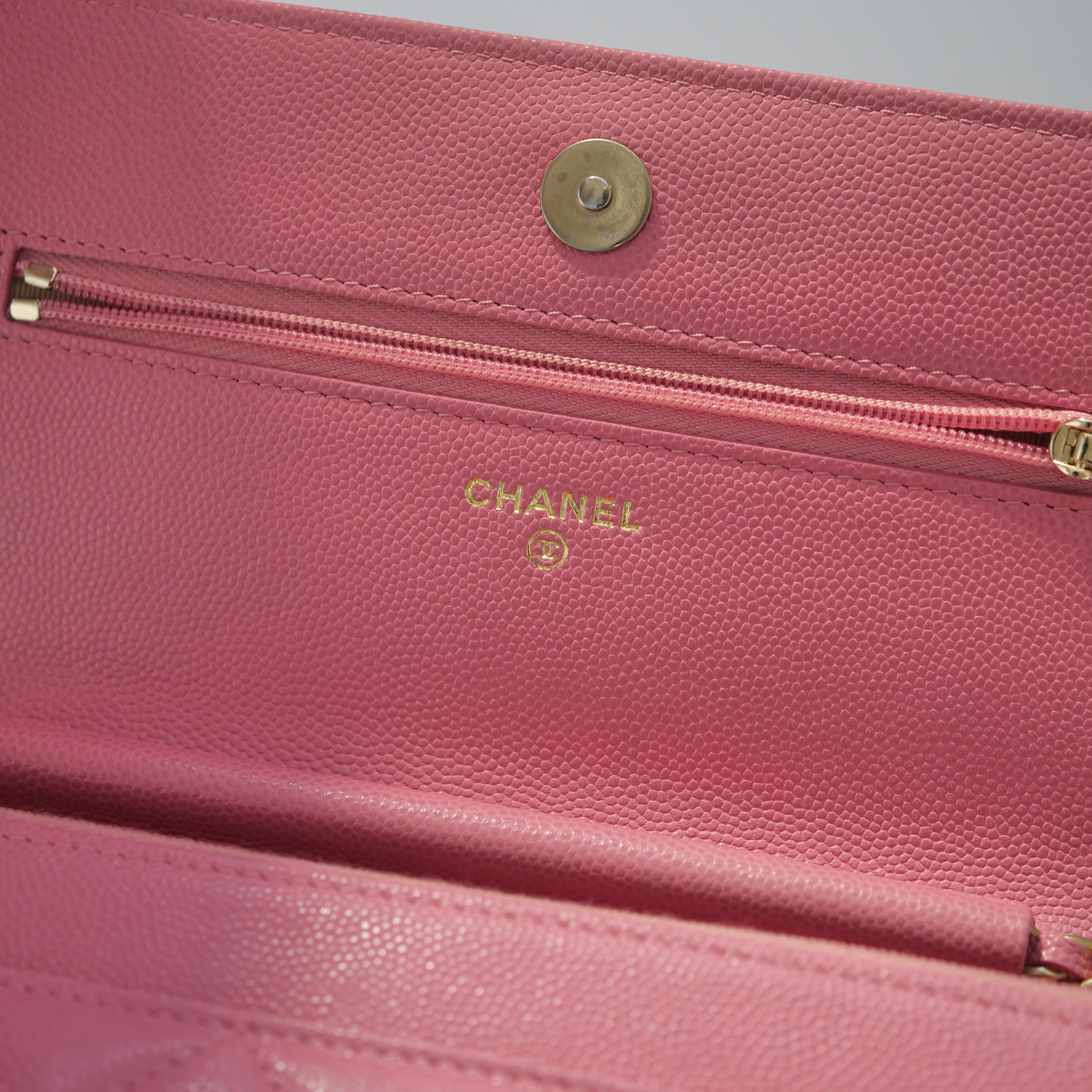 CHANEL Caviar Chain Wallet AP3516 IC Tag