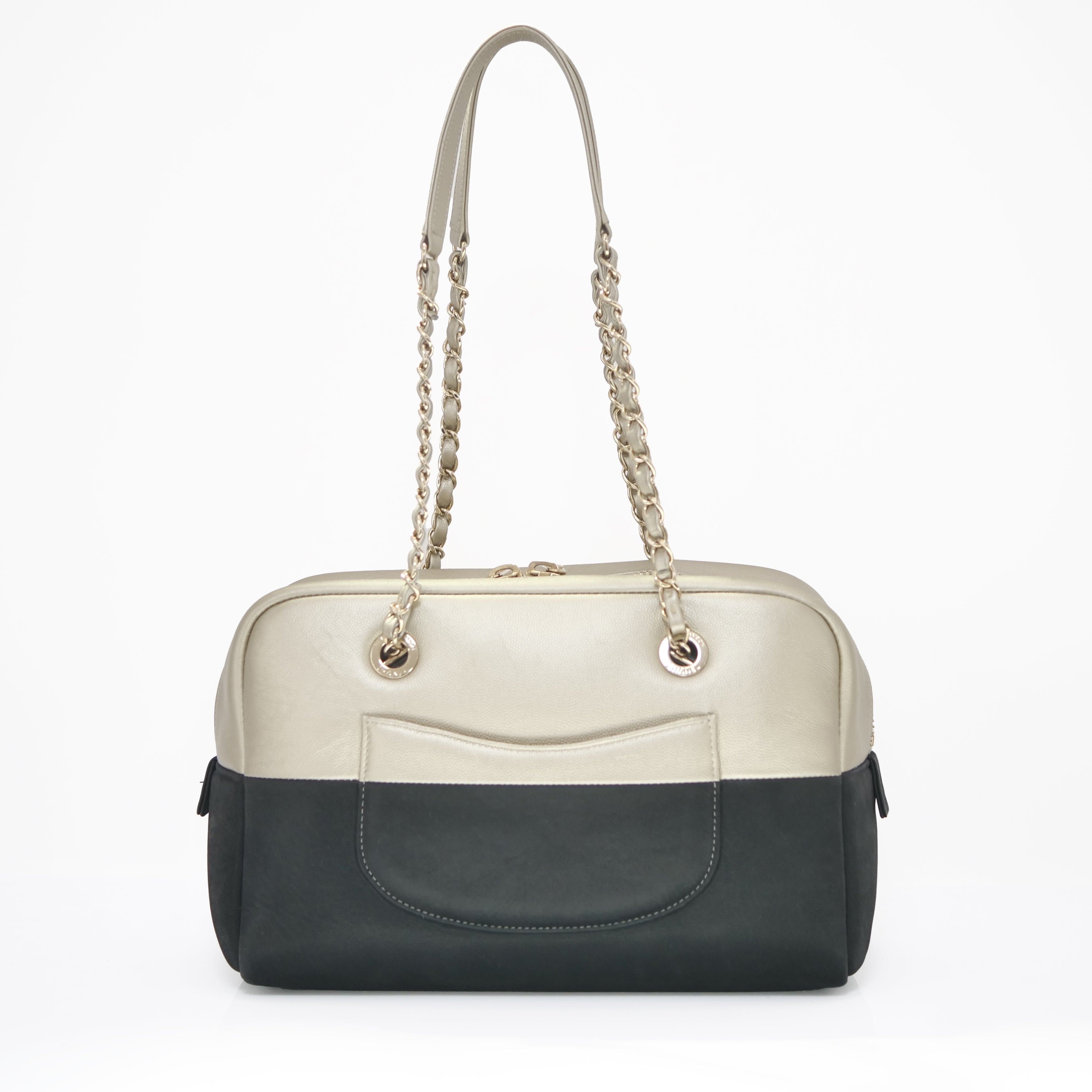 CHANEL Bicolor Chain Boston Bag