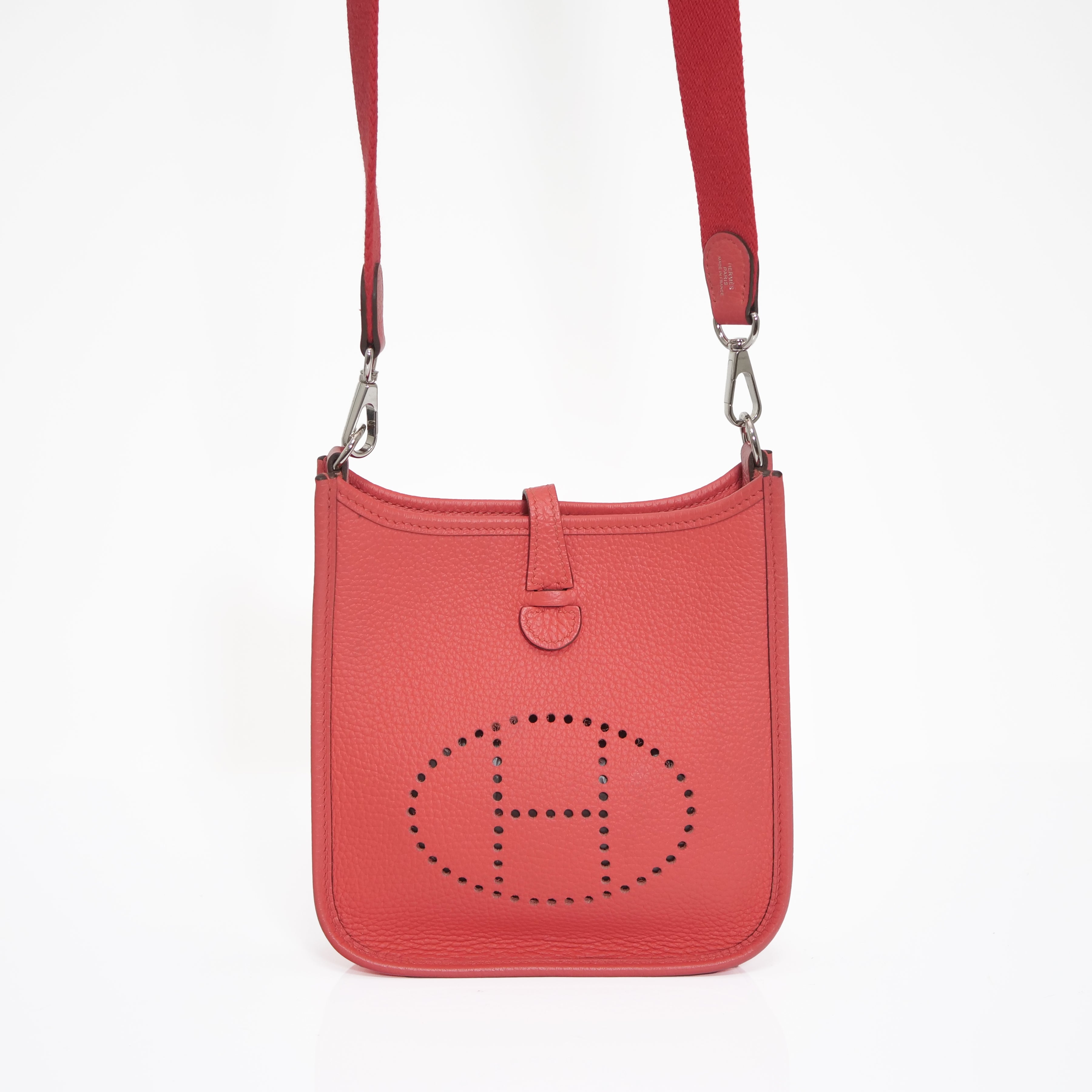 HERMES Evelyne TPM Taurillon Clemence Pink Y Stamp Shoulder Bag