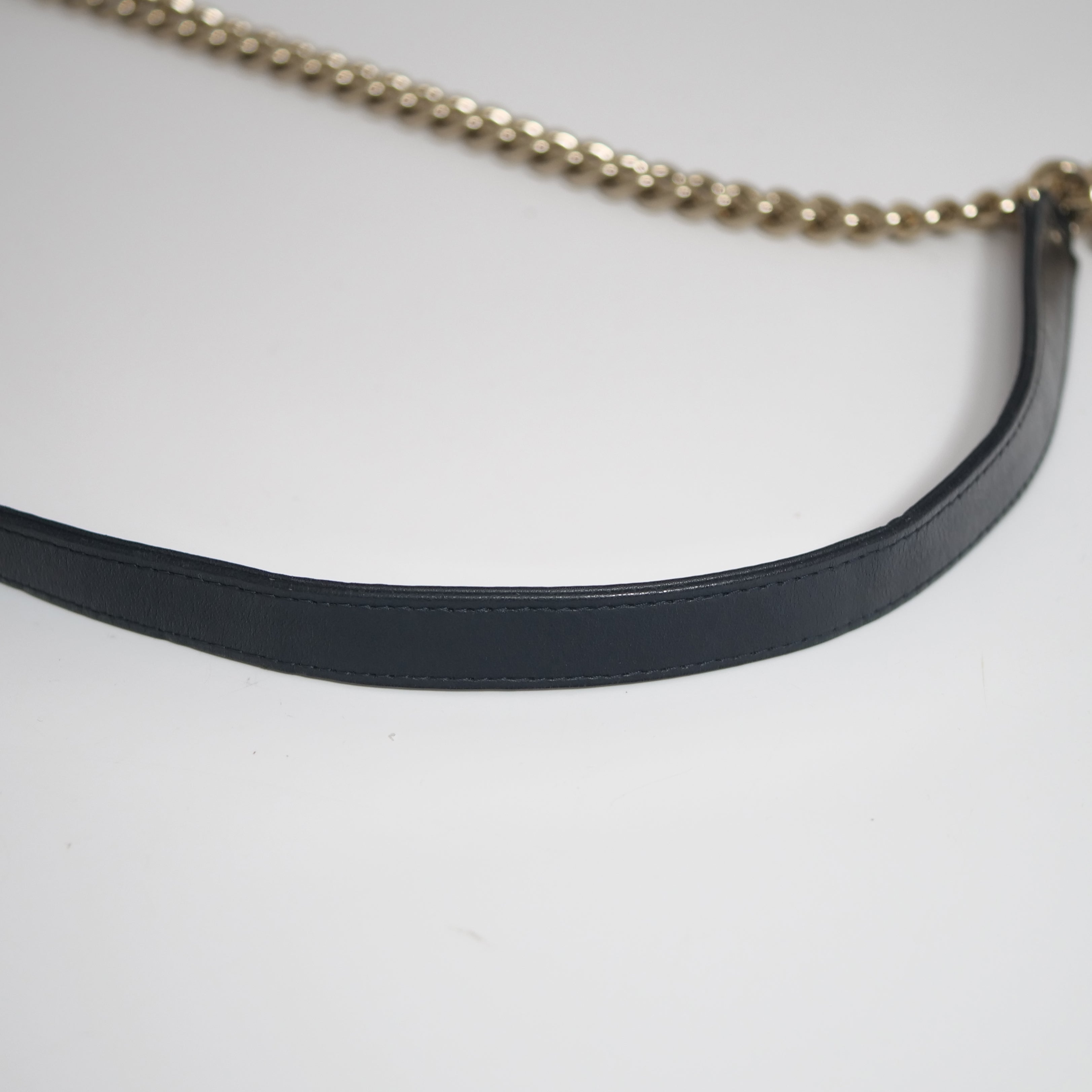 CHANEL Boy Chanel V-Stitch Lambskin Chain Wallet Navy