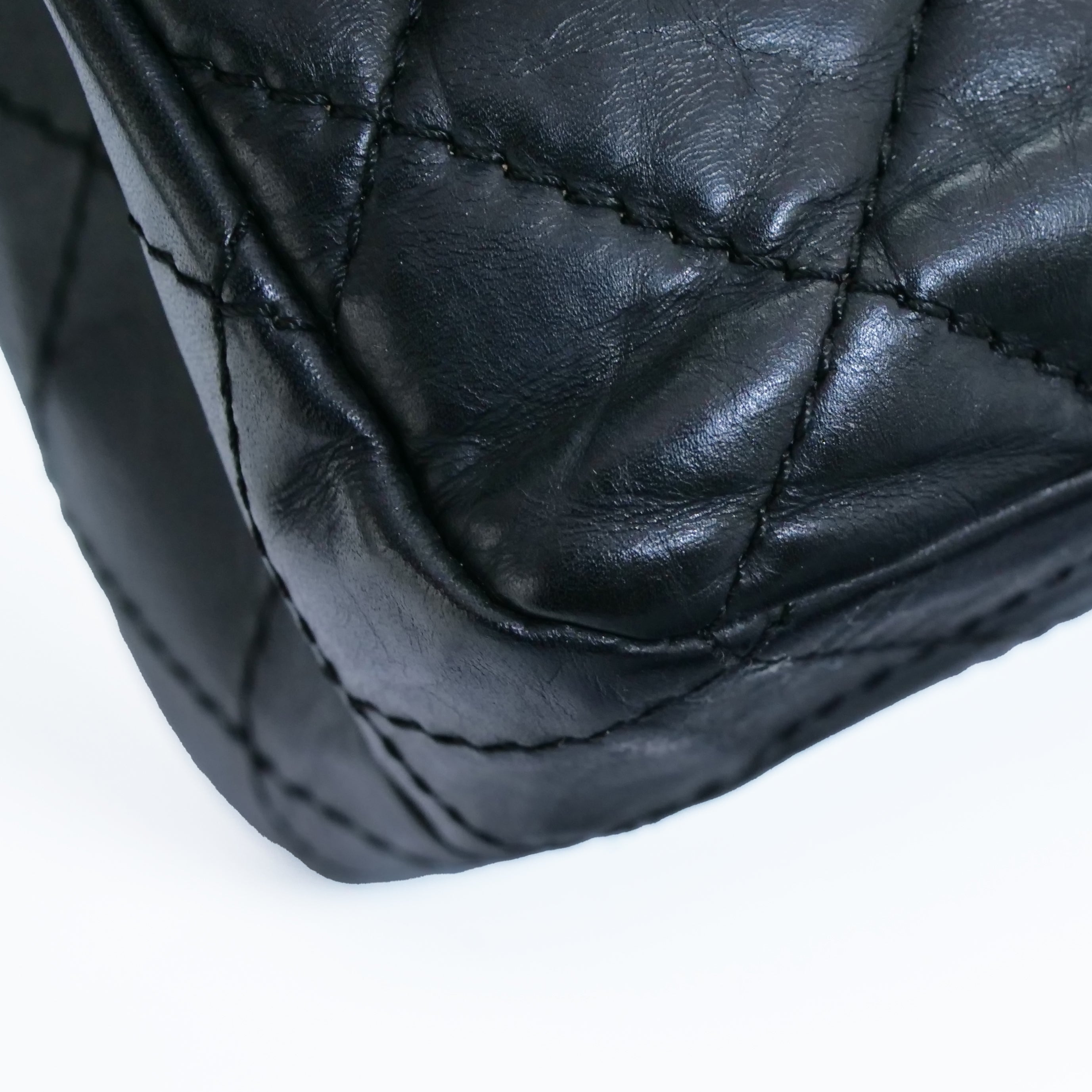 CHANEL 2.55 Matelassé W Flap shoulder Bag Black
