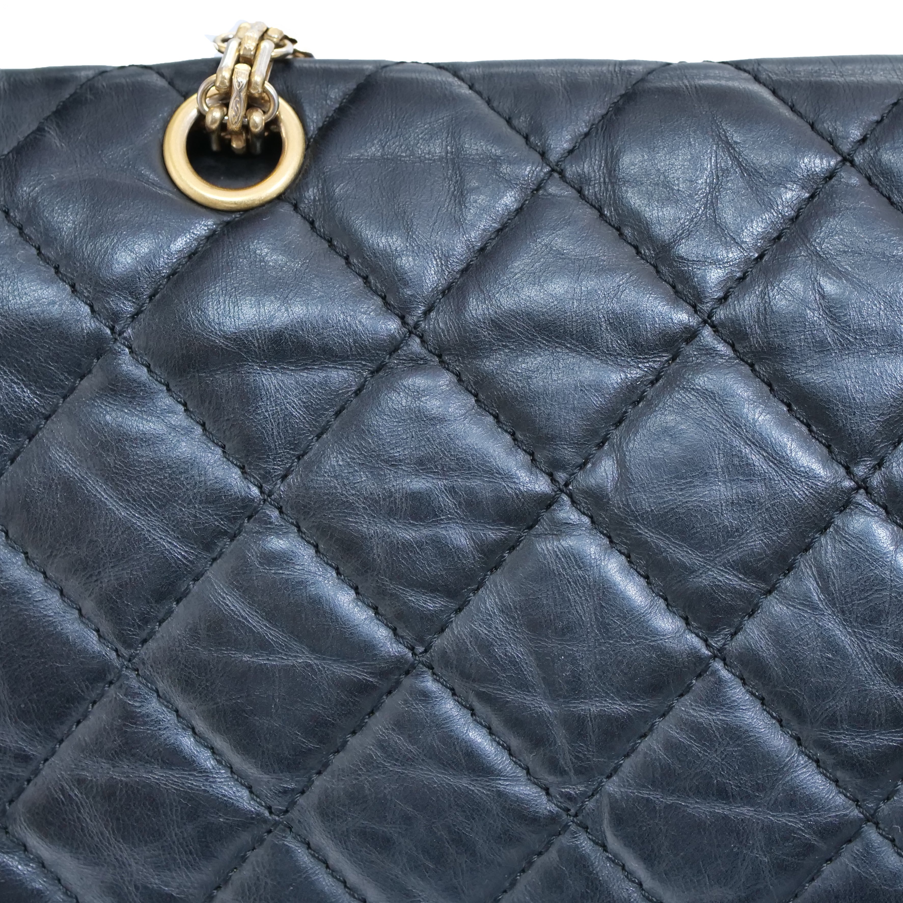 CHANEL 2.55 Matelassé W Flap shoulder Bag Black