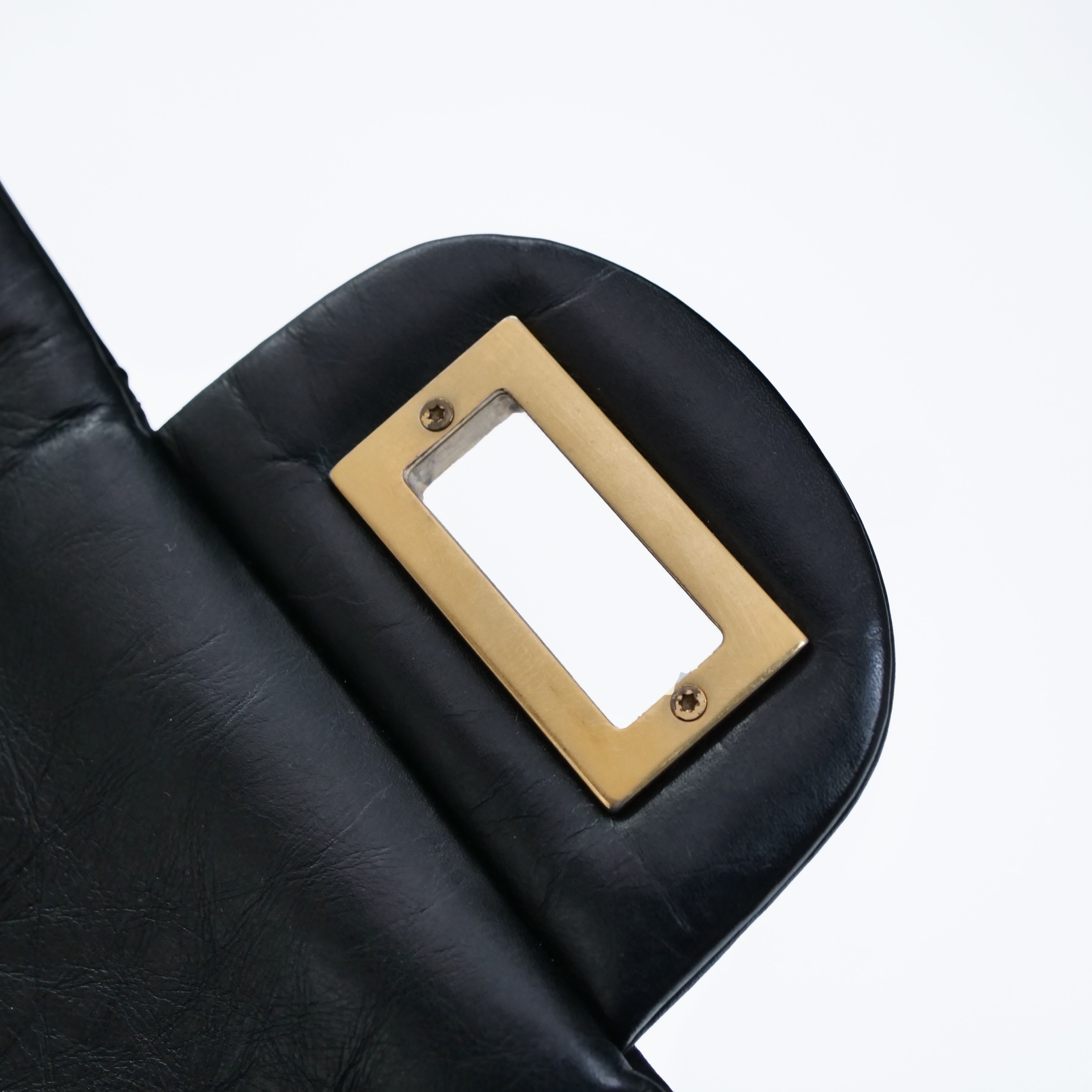 CHANEL 2.55 Matelassé W Flap shoulder Bag Black