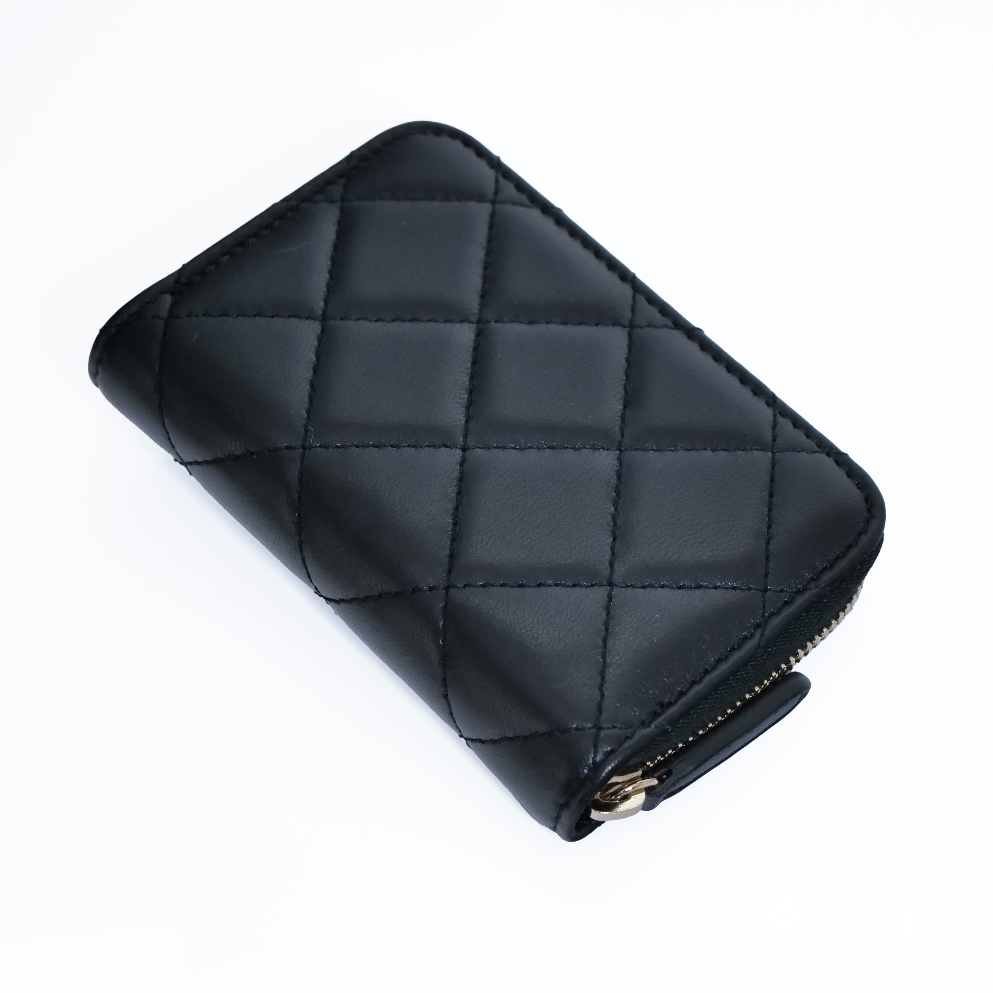 CHANEL Camellia Card Case & Coin Purse Black