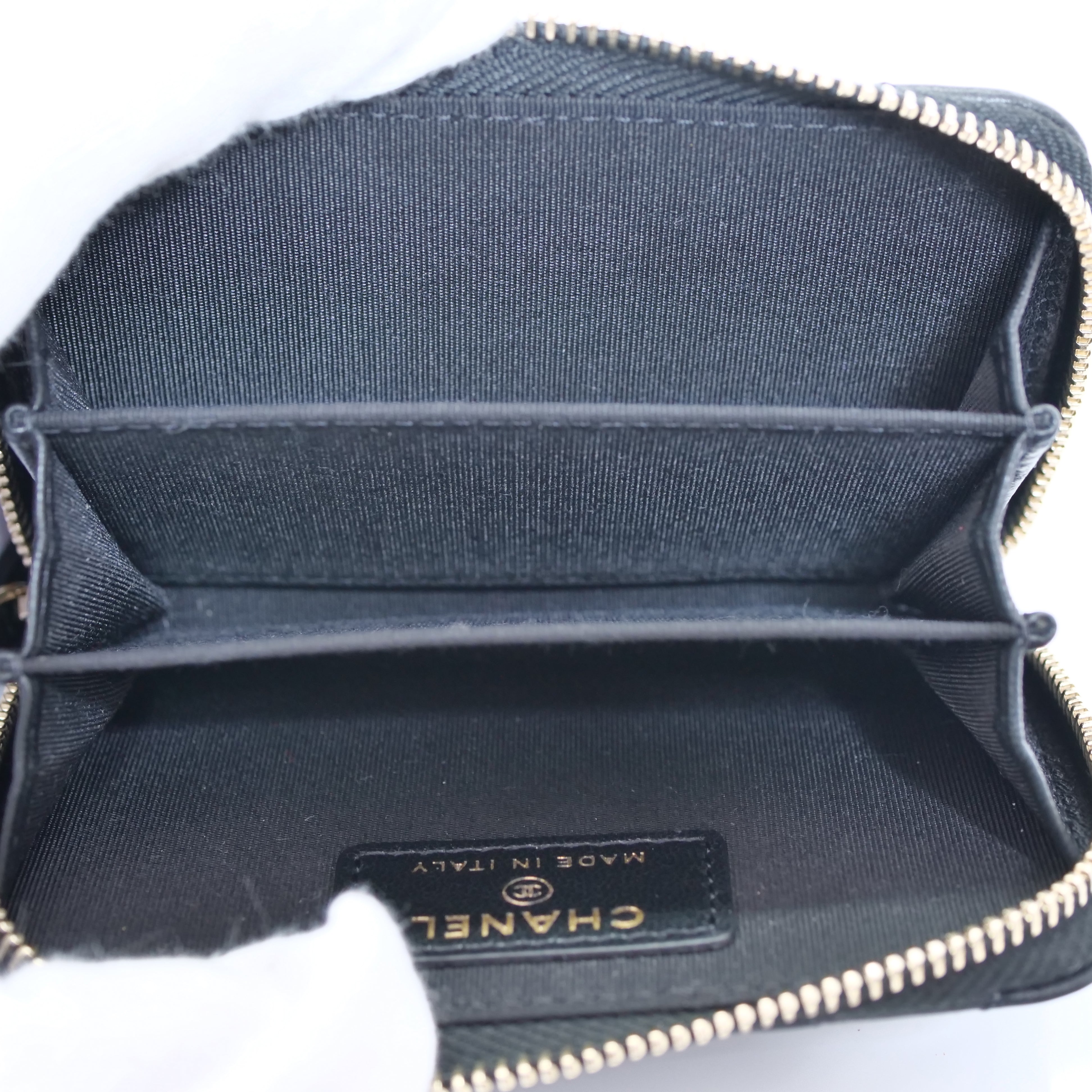 CHANEL Camellia Card Case & Coin Purse Black