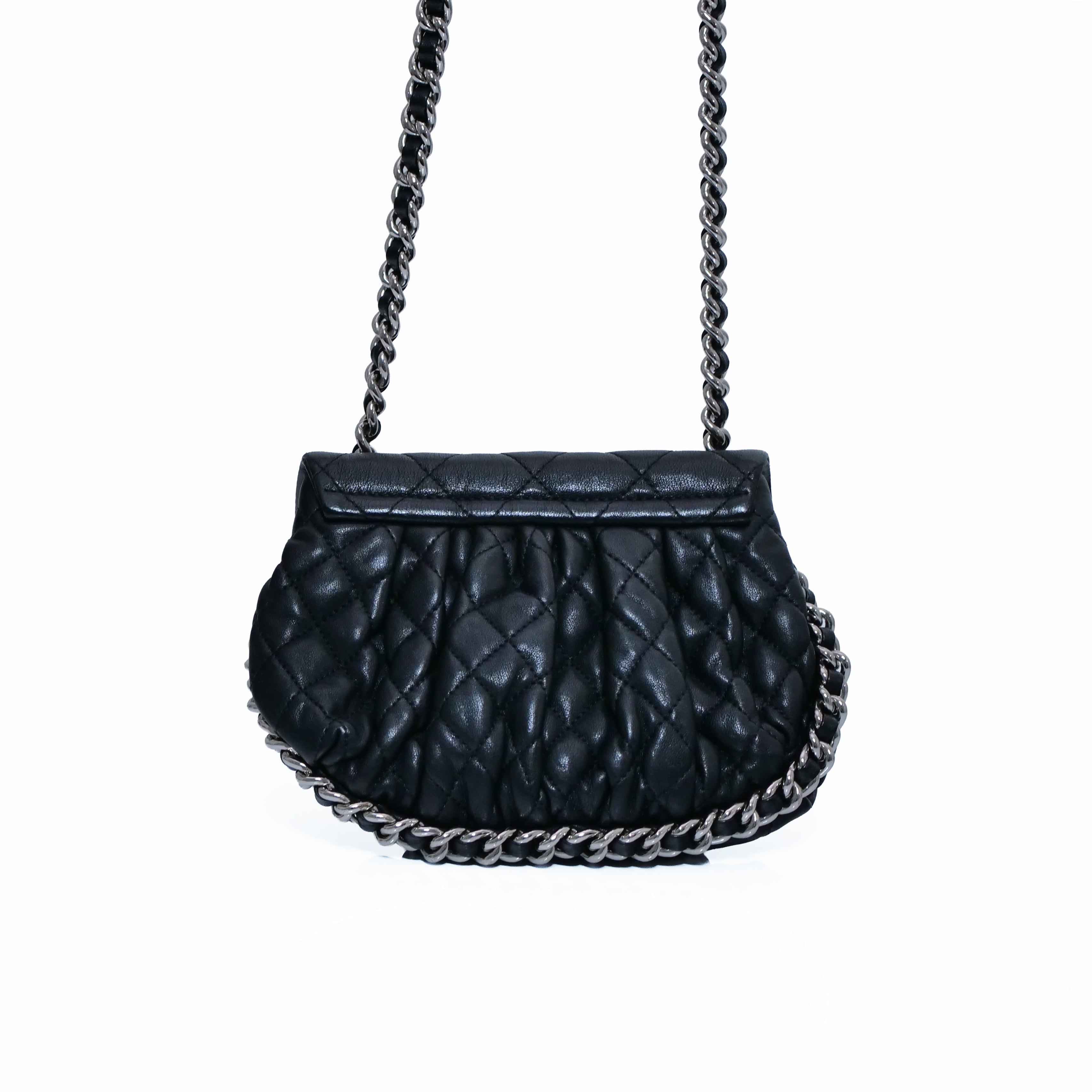CHANEL Matelassé Luxury Chain Around Cain Shoulder Bag Lambskin Black