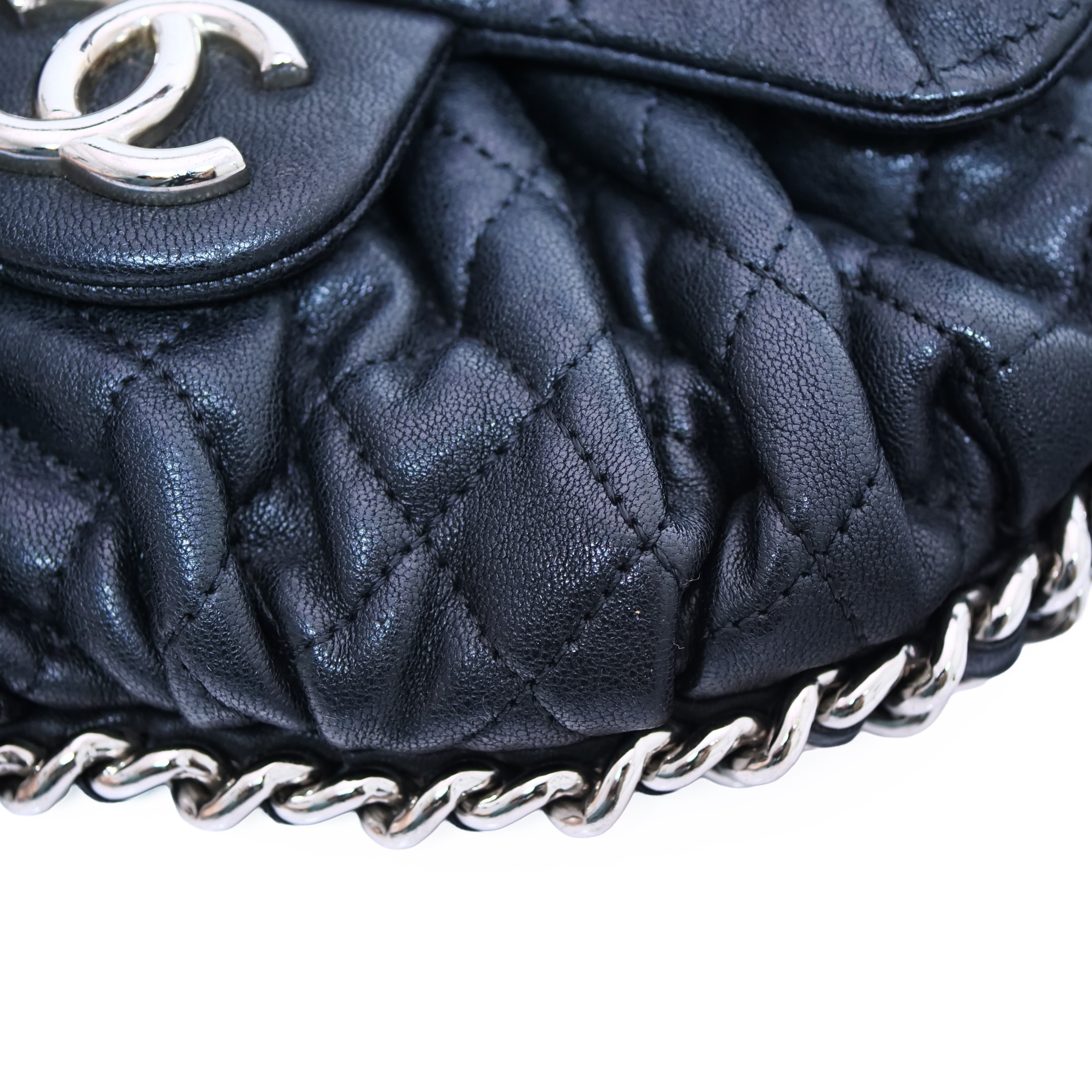 CHANEL Matelassé Luxury Chain Around Cain Shoulder Bag Lambskin Black