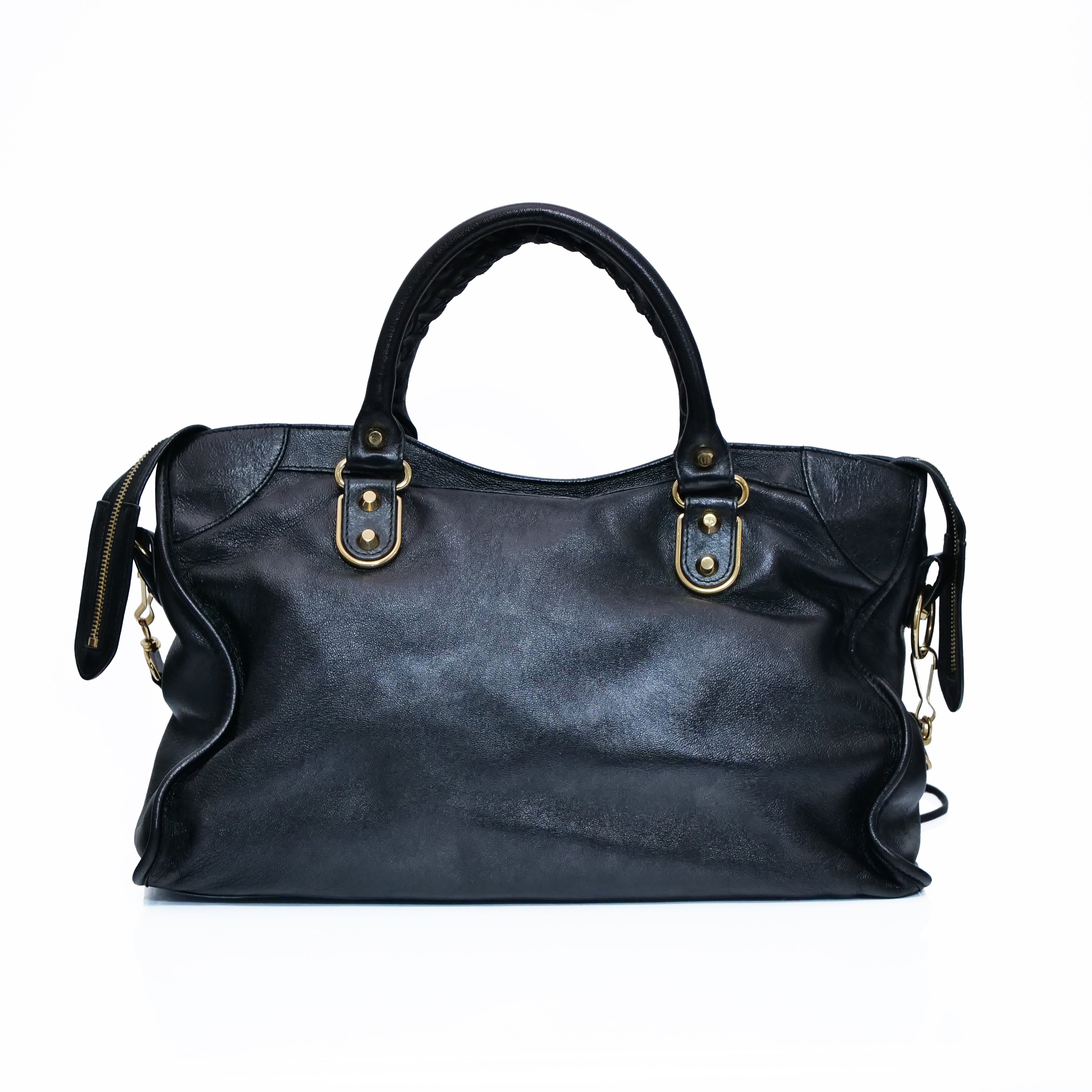BALENCIAGA Classic City Metallic Edge Hand Bag Leather 390154 Black
