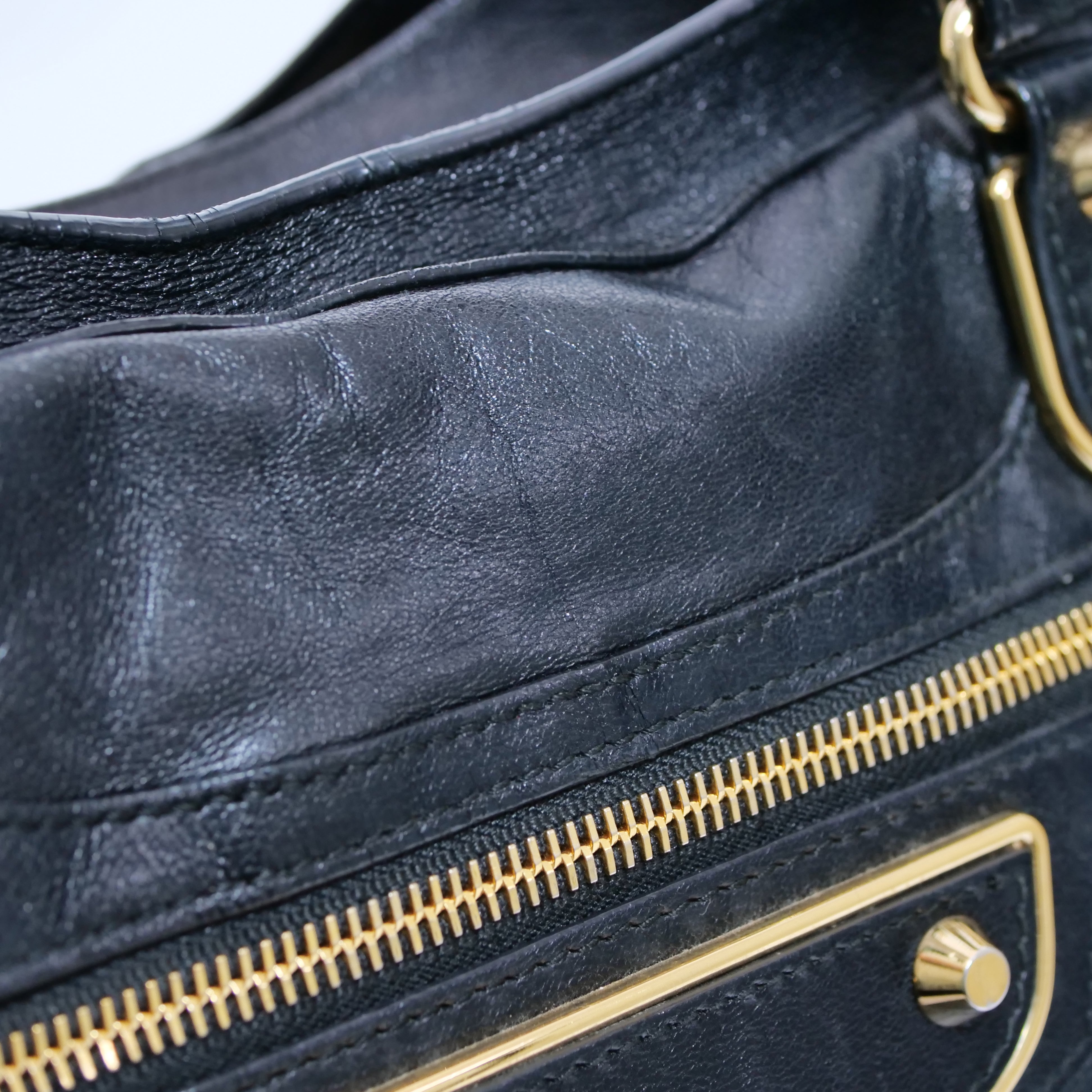 BALENCIAGA Classic City Metallic Edge Hand Bag Leather 390154 Black