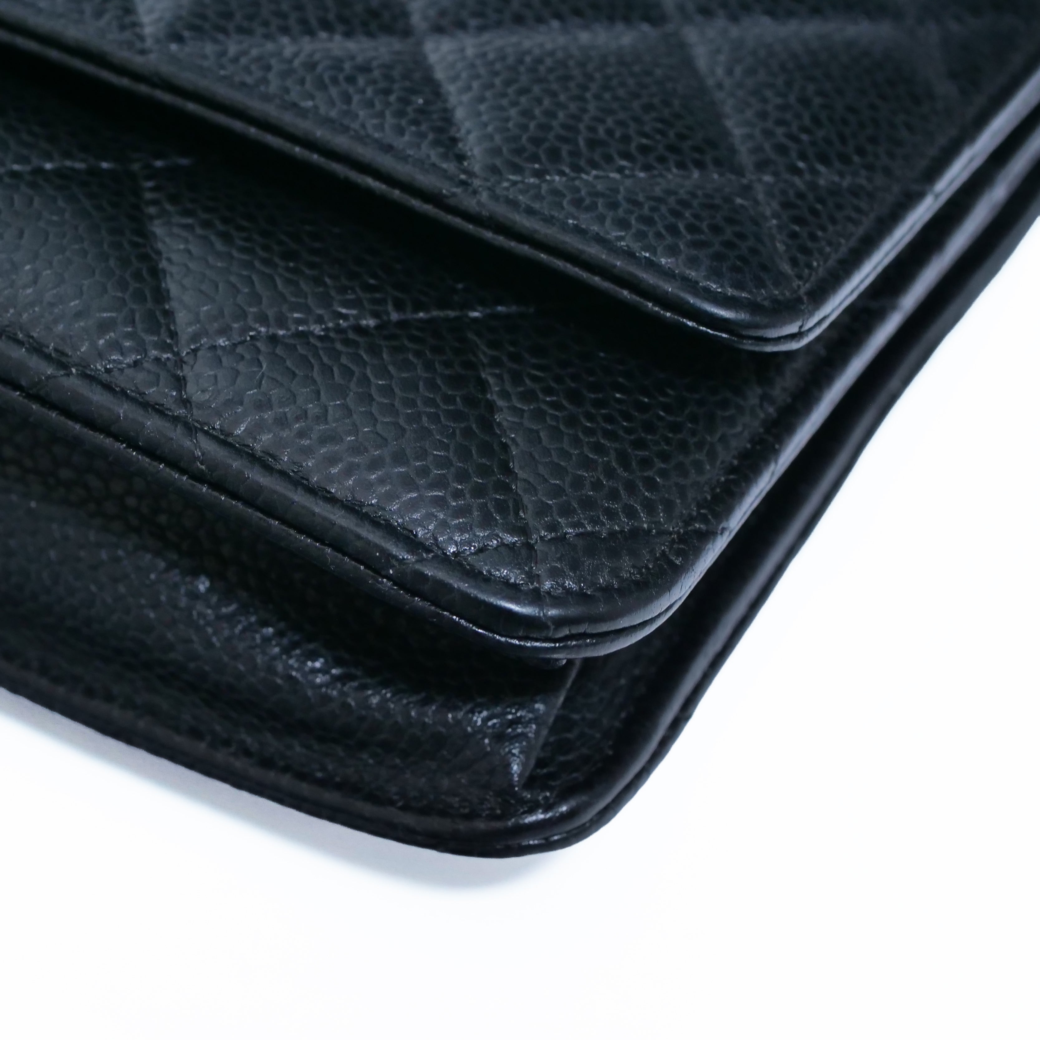 CHANEL Caviar Leather Chain Wallet Black 25-Series