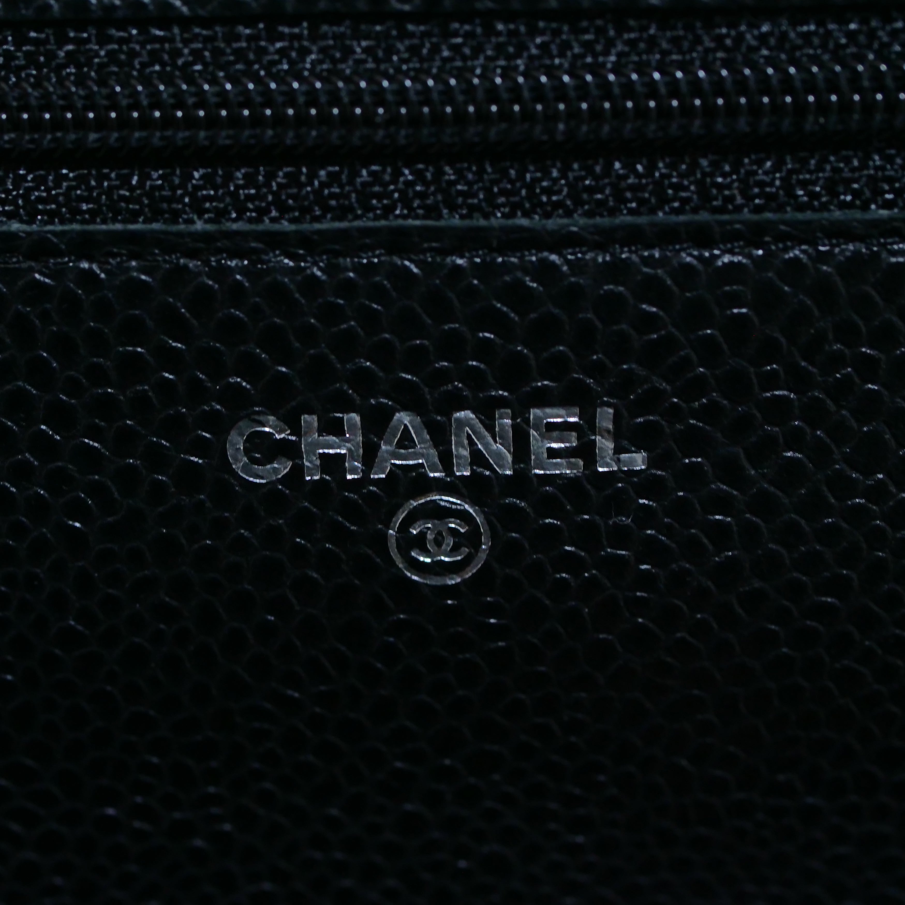 CHANEL Caviar Leather Chain Wallet Black 25-Series