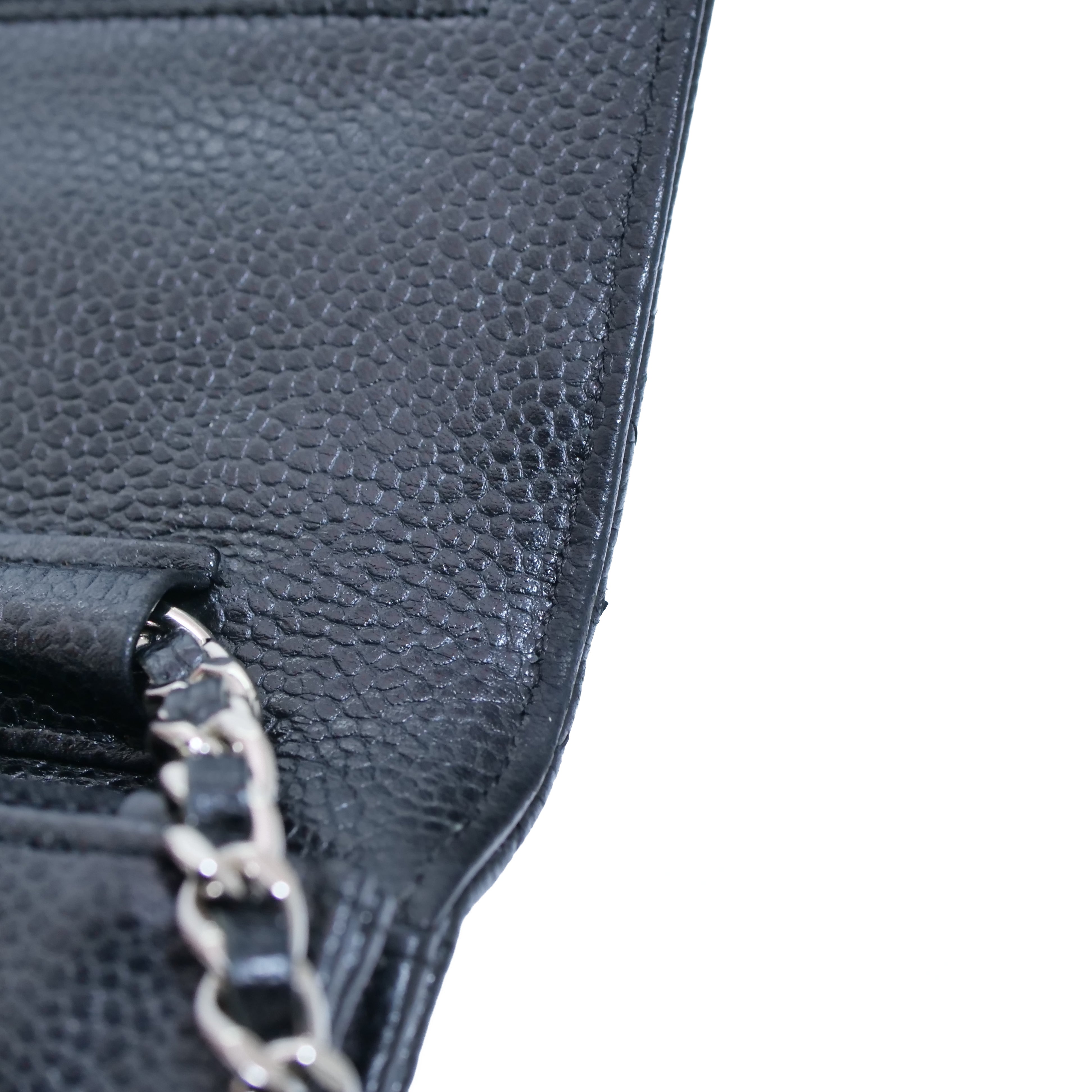 CHANEL Caviar Leather Chain Wallet Black 25-Series