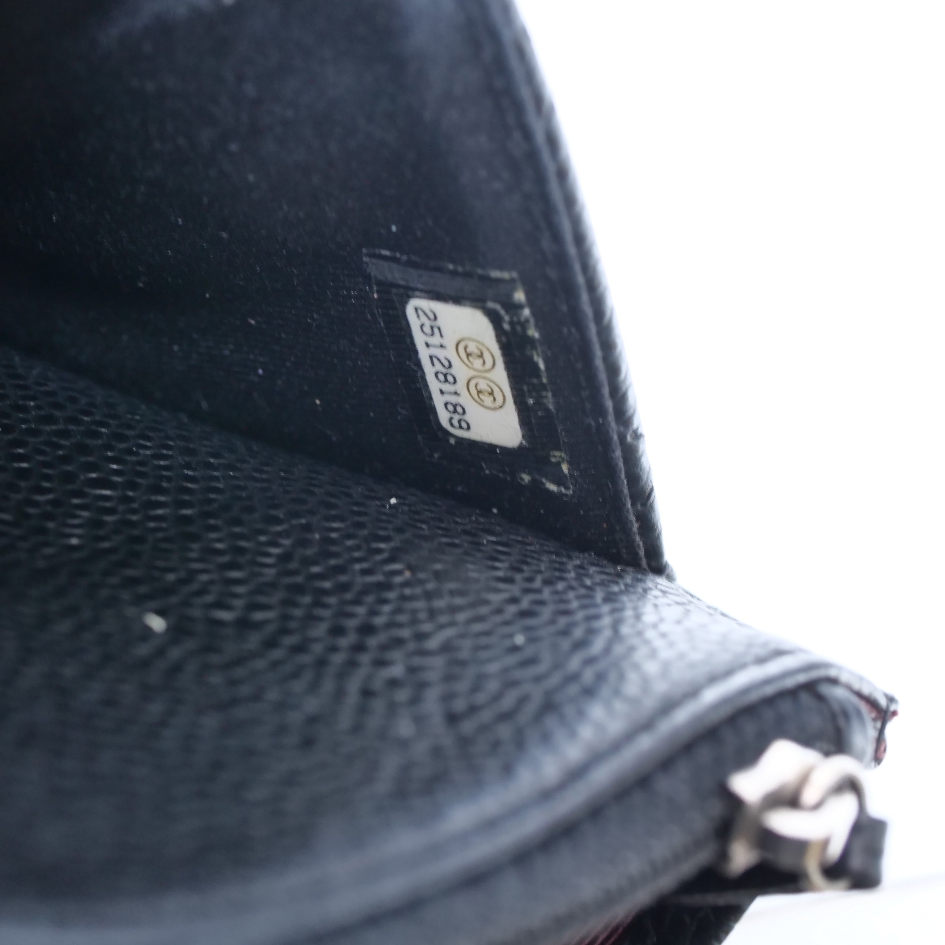 CHANEL Caviar Leather Chain Wallet Black 25-Series